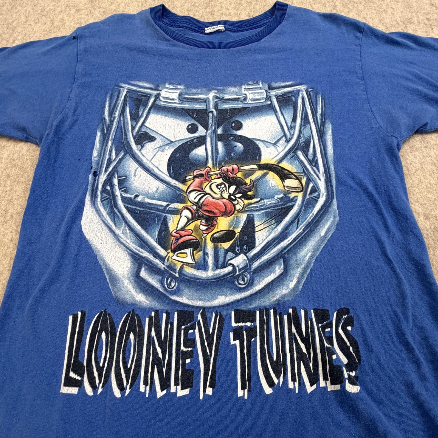 Vintage Vintage Looney Tunes Shirt Mens Medium Blue Taz Hockey Cartoon Graphic 90s Size US M / EU 48-50 / 2 - 4 Thumbnail
