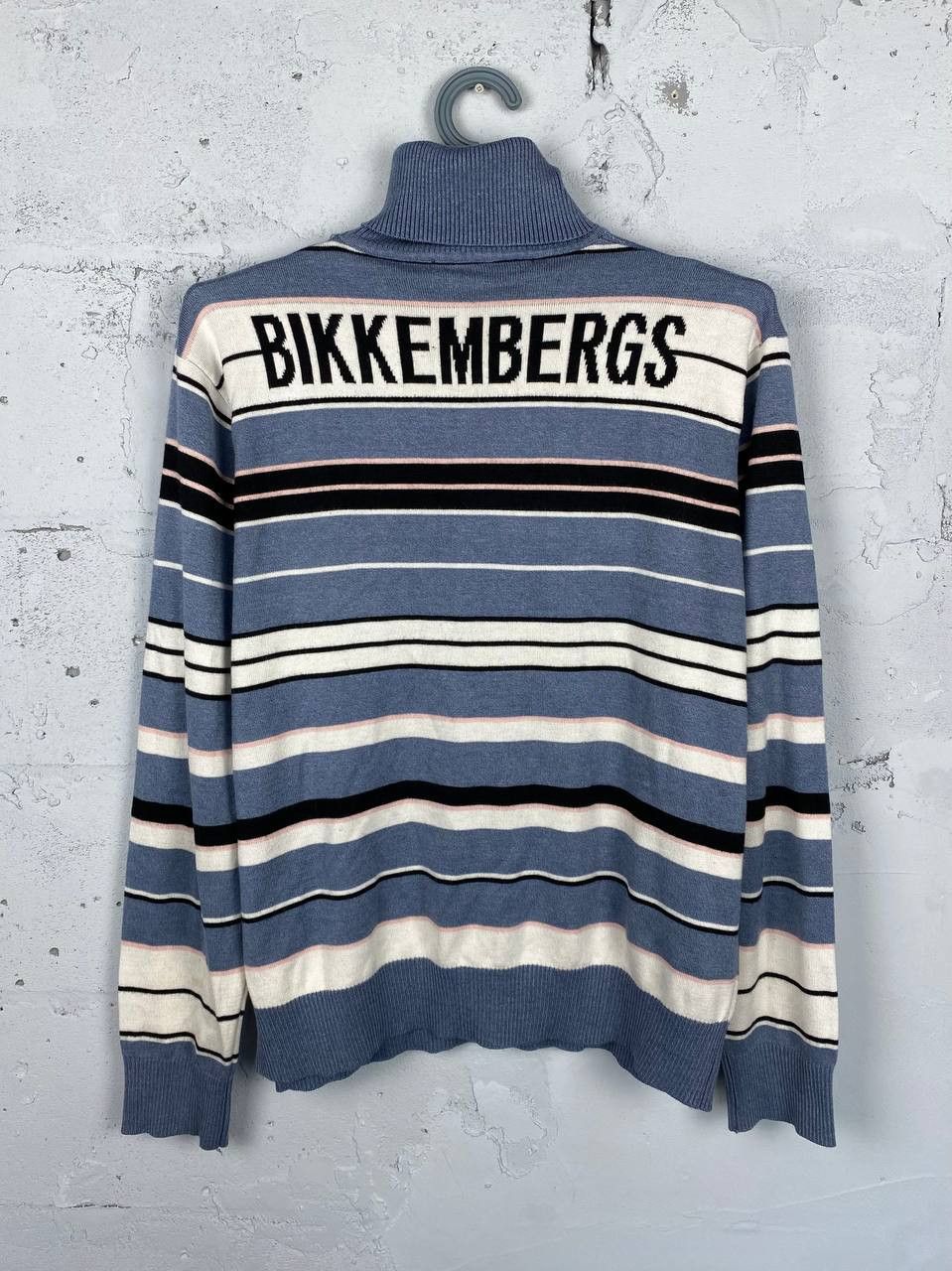 Dirk Bikkembergs Vintage Drik Bikkembergs Striped Big Logo Turtleneck Sweater Size US L / EU 52-54 / 3 - 8 Thumbnail