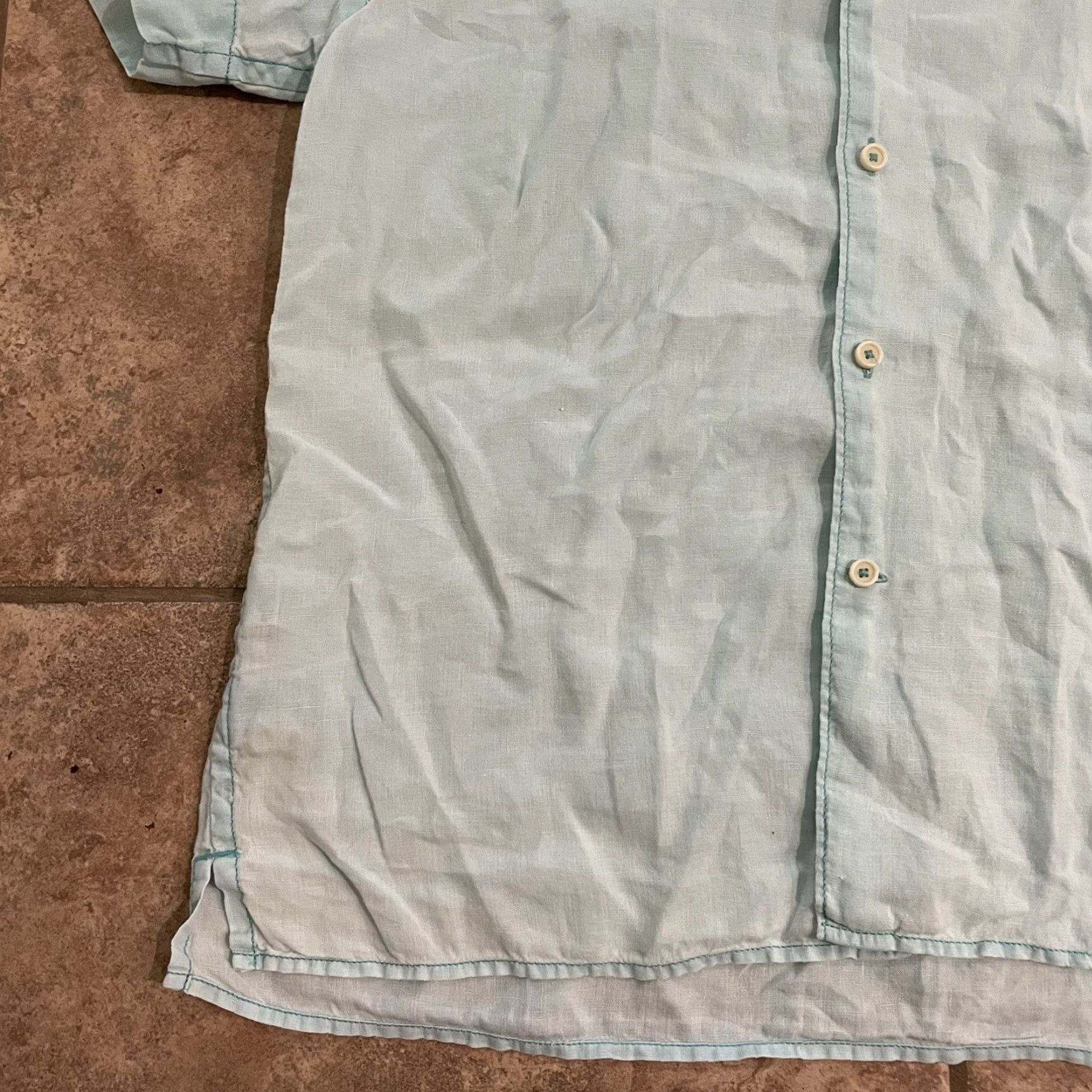Tommy Bahama VINTAGE Tommy Bahama Relax 100% Linen Blue Shirt Mens L Short Sleeve Button-Down Shirt Size US L / EU 52-54 / 3 - 3 Thumbnail