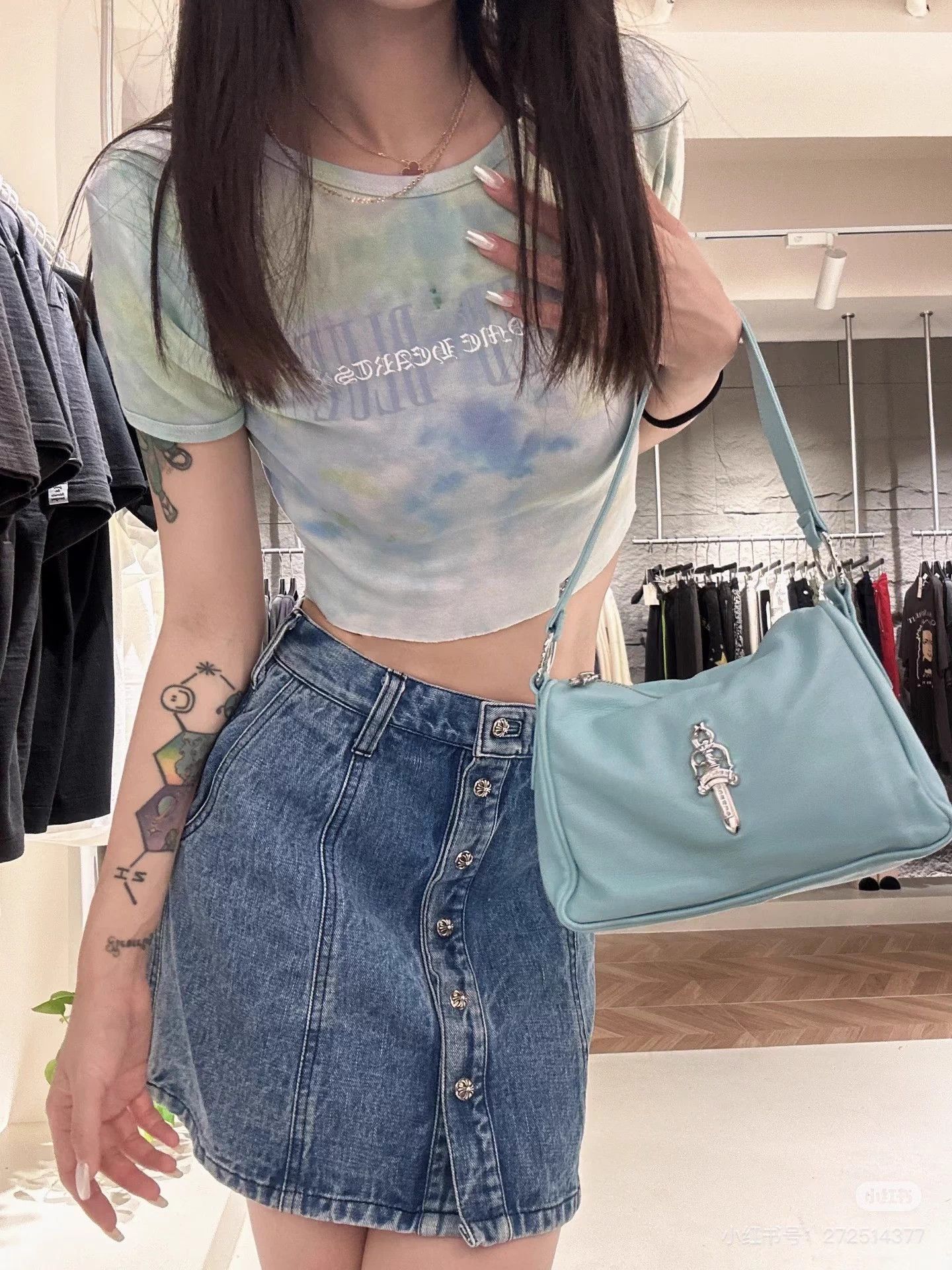 Chrome Hearts Chrome Hearts Light Blue Denim Skirt Silver Buckle S Size 25" / US 0 / IT 36 - 7 Thumbnail