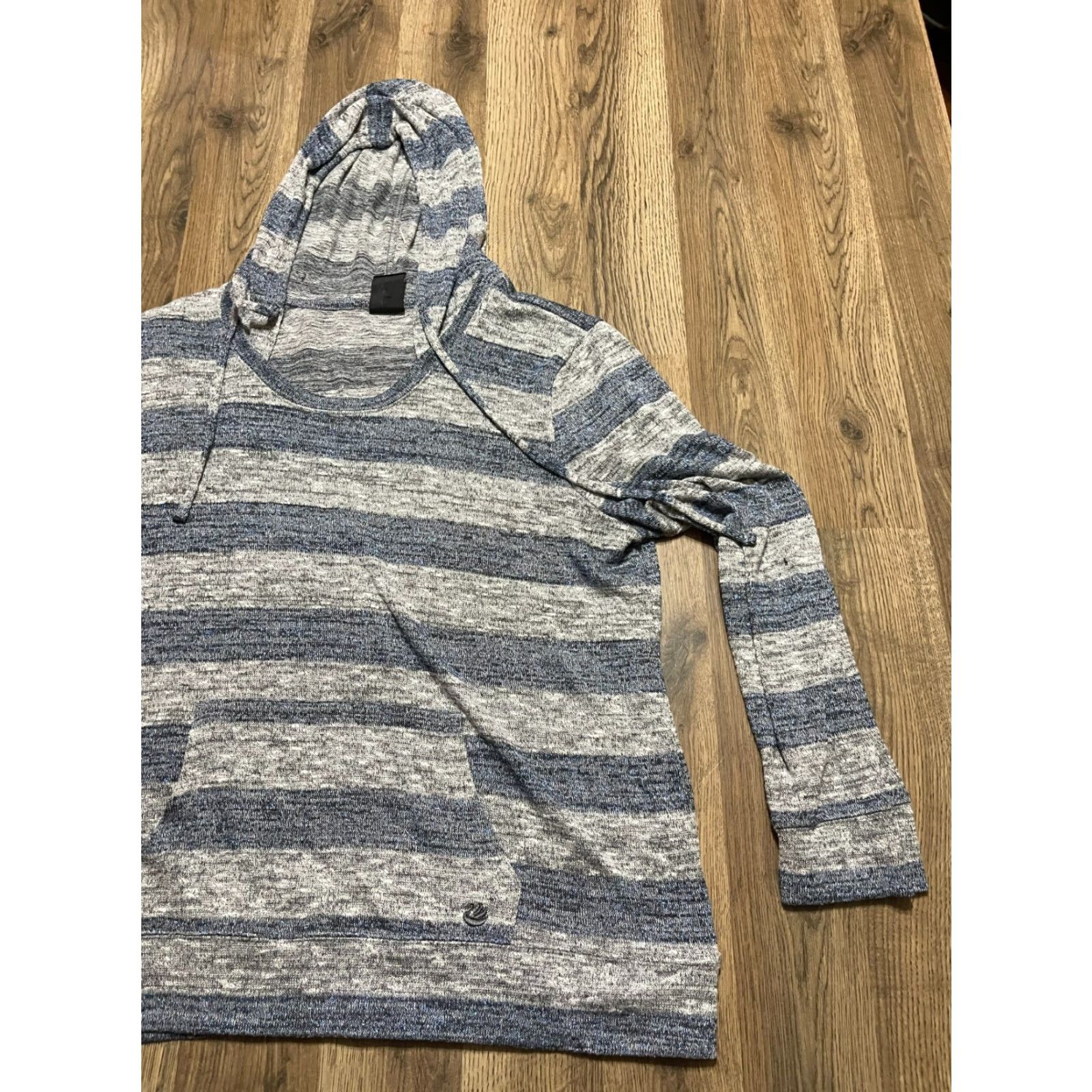Vintage GVS Hoodie Shirt, Women's XL, Gray Blue, Striped, Long Sleeve, T-Shirt, Regular, Pullover, Round Neck, Casual, Fall Spring Summer, Women, XL Size XL / US 12-14 / IT 48-50 - 4 Thumbnail