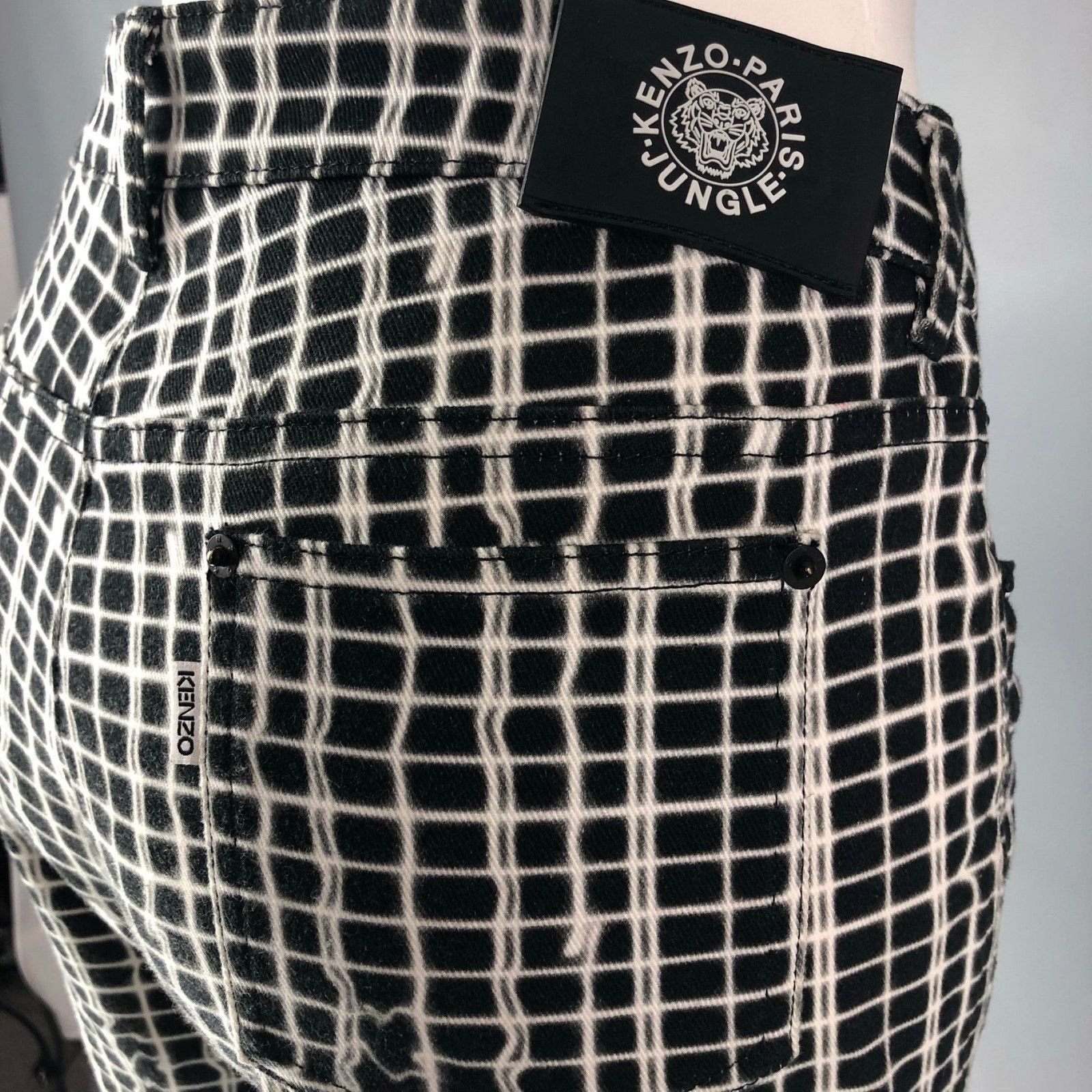 Kenzo KENZO Size 4 Black & White Cotton Print Jeans Size 27" / US 4 / IT 40 - 4 Thumbnail