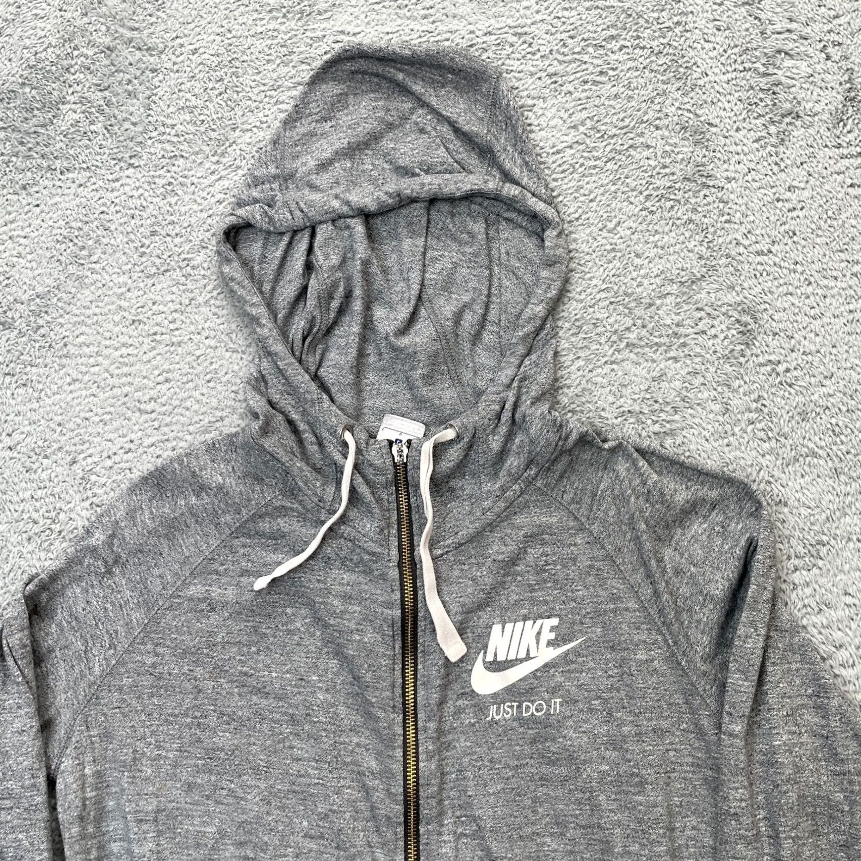 Nike Nike Hoodie Womens L Gray Heather Just Do It Slogan Organic Cotton Full Zip Logo Pockets Modern 90s Activewear Mens? Womens Size L / US 10 / IT 46 - 4 Thumbnail
