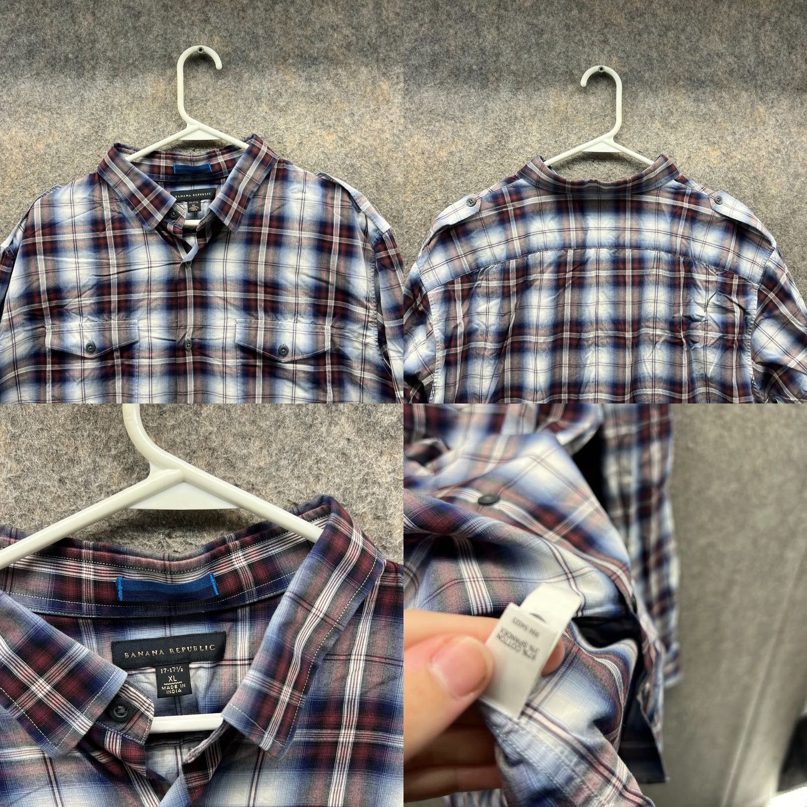 Banana Republic VINTAGE Banana Republic Shirt Men XL Red Blue Plaid Casual Button Down Vtg Size US XL / EU 56 / 4 - 8 Thumbnail
