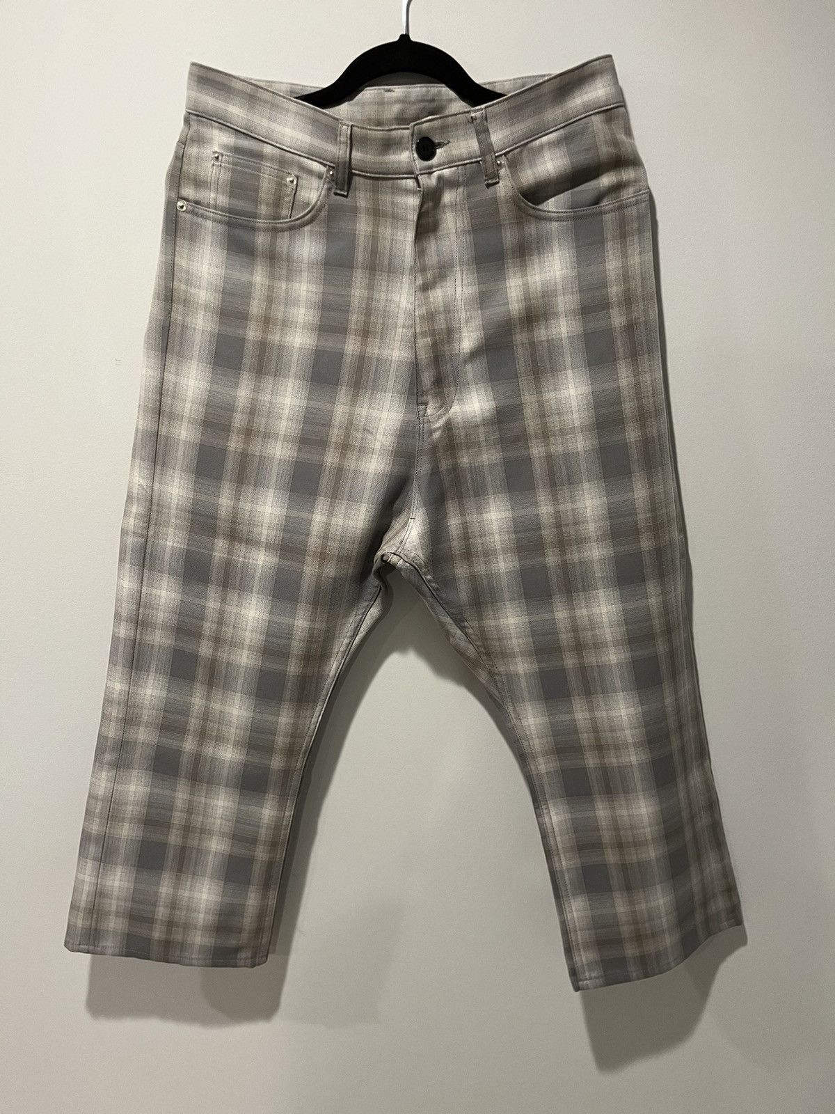 image of Maison Margiela Mm6 Plaid Trousers in Grey, Men's (Size 31)