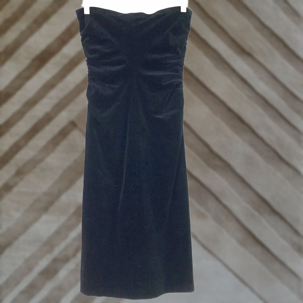 Theory THEORY WOMEN'S DRESS - BLACK VELOUR STRAPLESS 4, SHORT, COTTON BLEND, PRE-OWNED GOOD Size S / US 4 / IT 40 - 1 Thumbnail