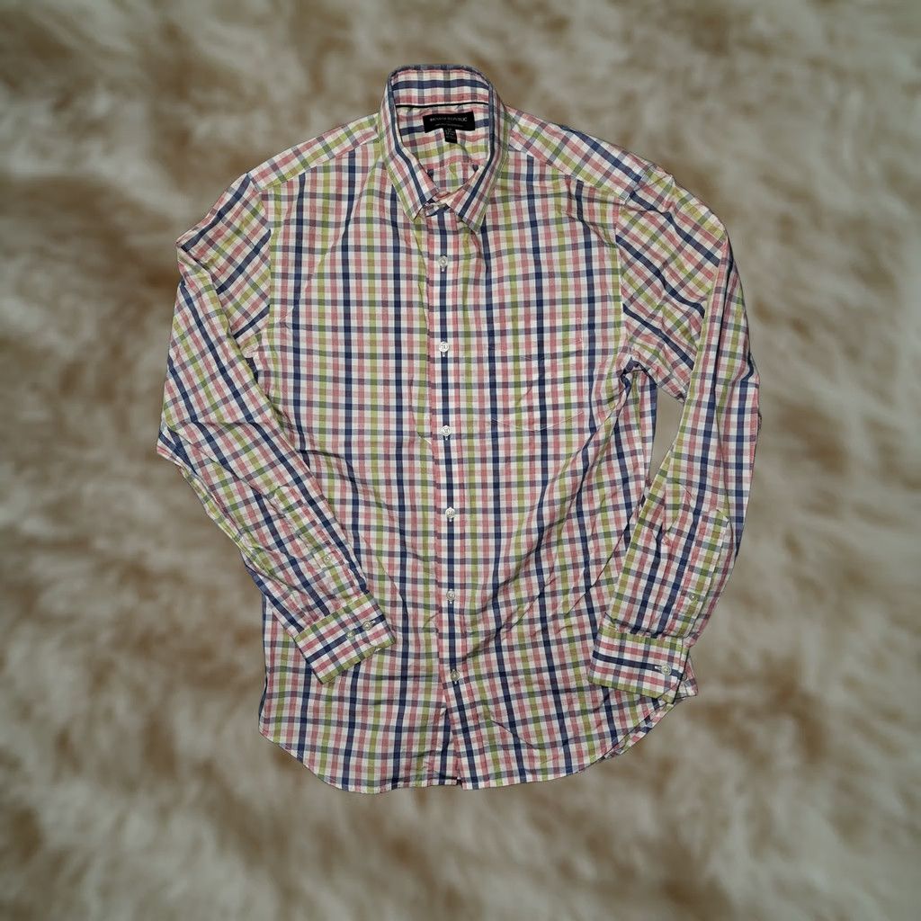 Banana Republic Banana Republic Shirt Mens Medium Multicolor Plaid Non Iron Tailored Slim Fit Shirt Size US M / EU 48-50 / 2 - 1 Thumbnail
