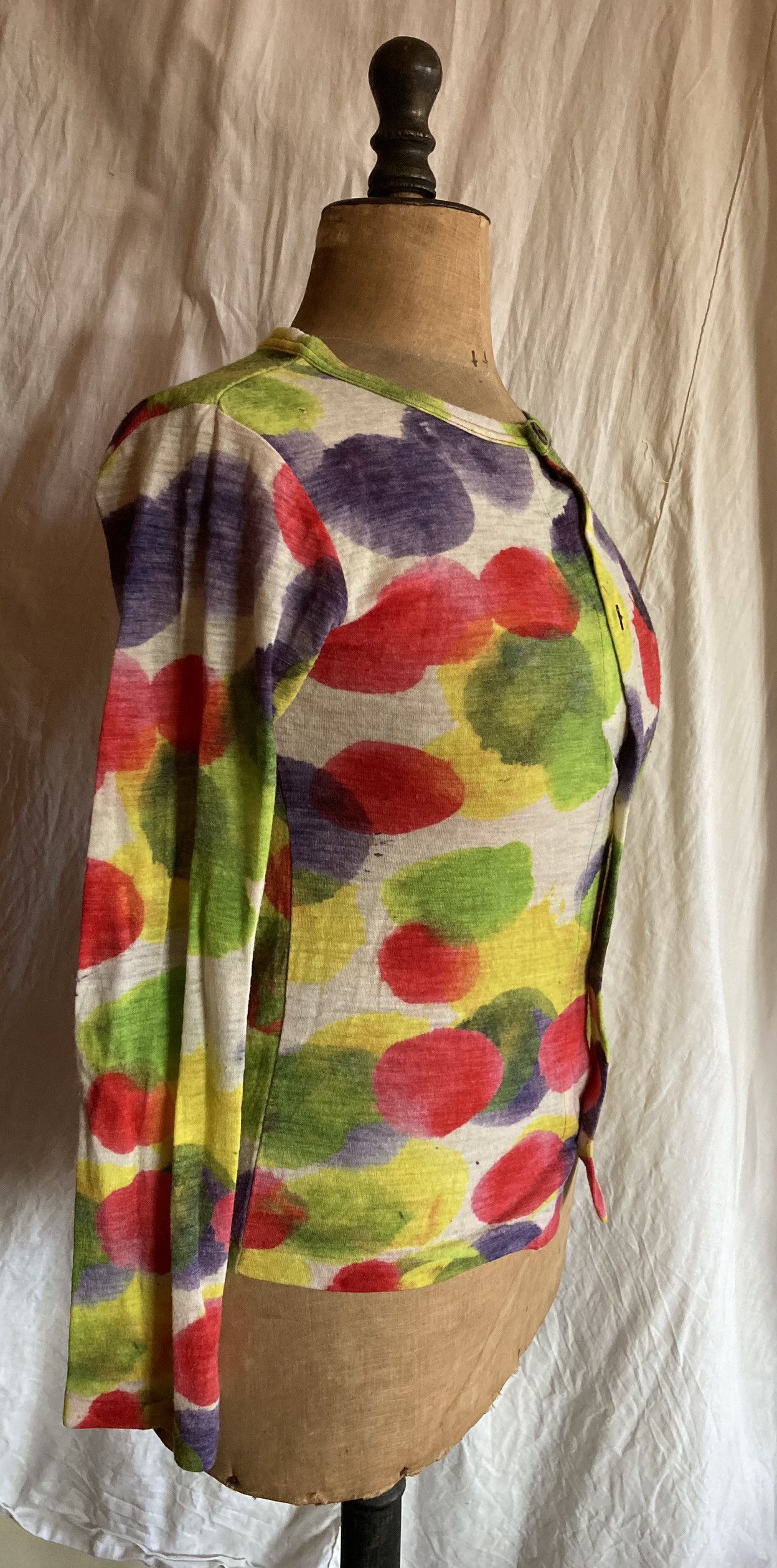 Y's Y's Yohji Yamamoto Wool Cardigan - Vibrant Watercolor Print Size M / US 6-8 / IT 42-44 - 4 Thumbnail
