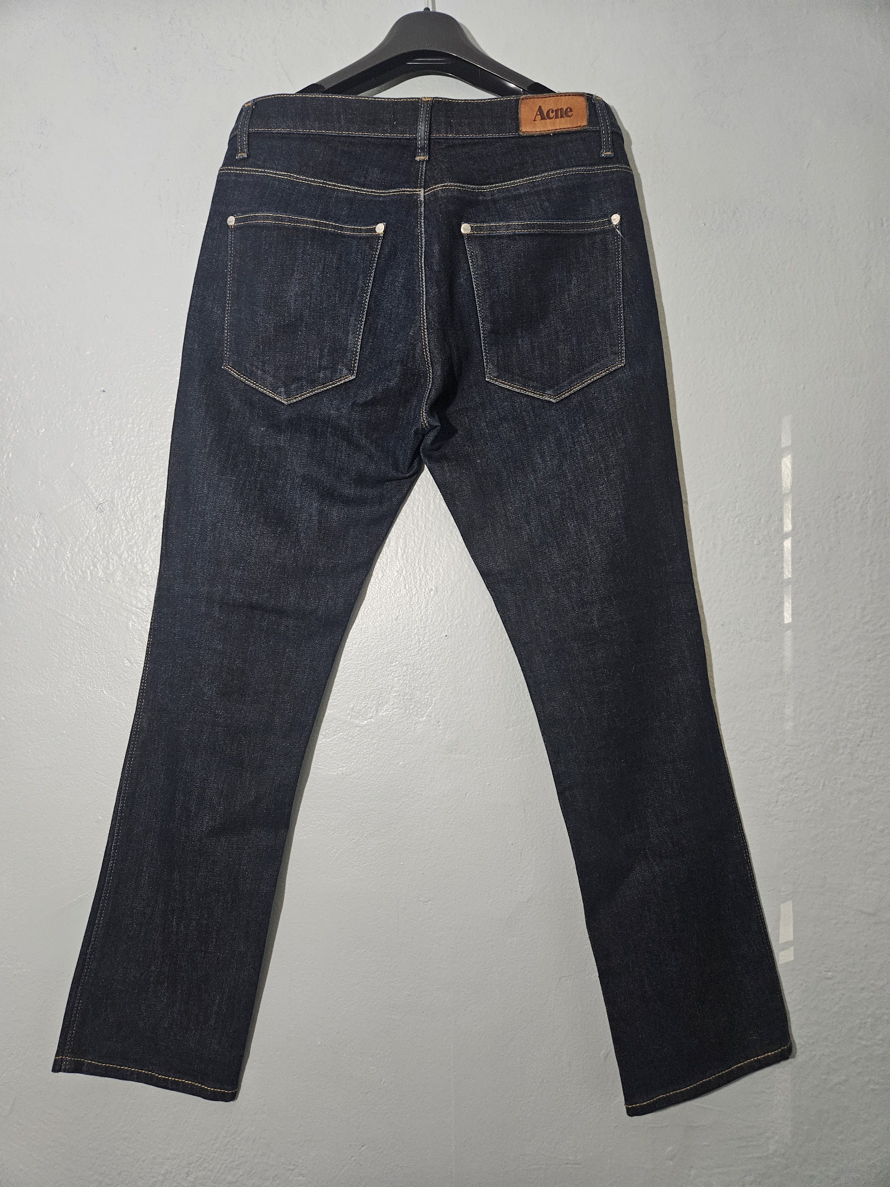 Acne Studios Max Soft Raw Leather Back Patch Blue Denim Jeans Size US 31 - 1 Thumbnail