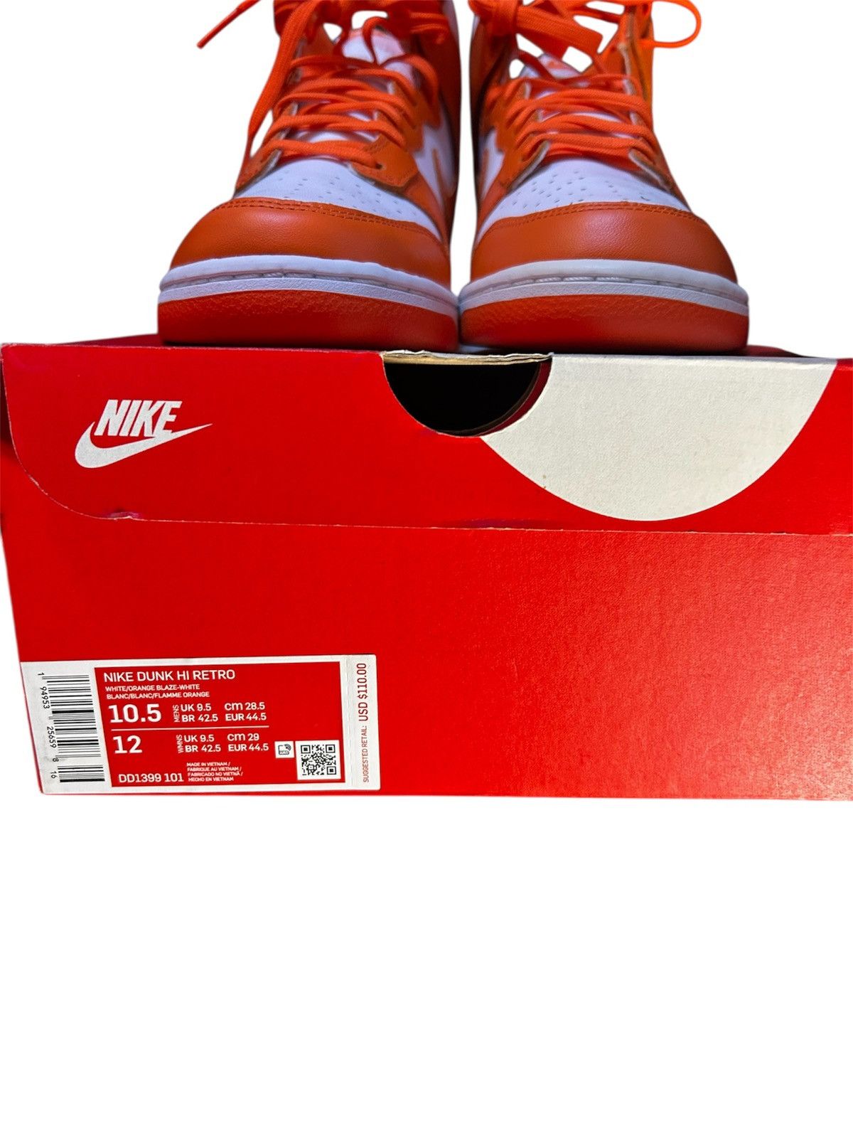 Nike Nike Dunk High White Orange Blaze White 10.5 Size US 10.5 / EU 43-44 - 5 Thumbnail