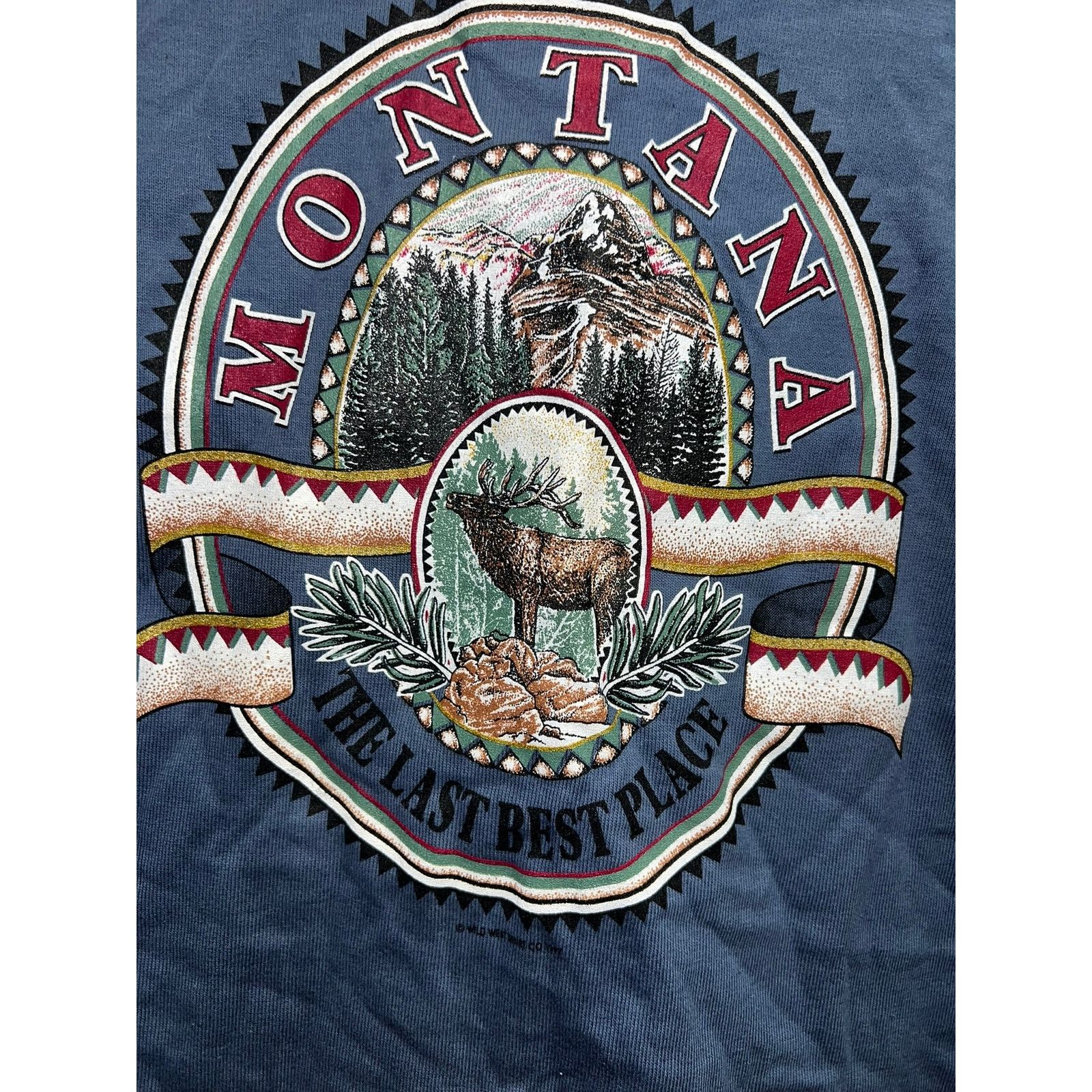 Anvil Vintage Montana Shirt The Last Best Place Blue Large L 90s Size US L / EU 52-54 / 3 - 9 Thumbnail