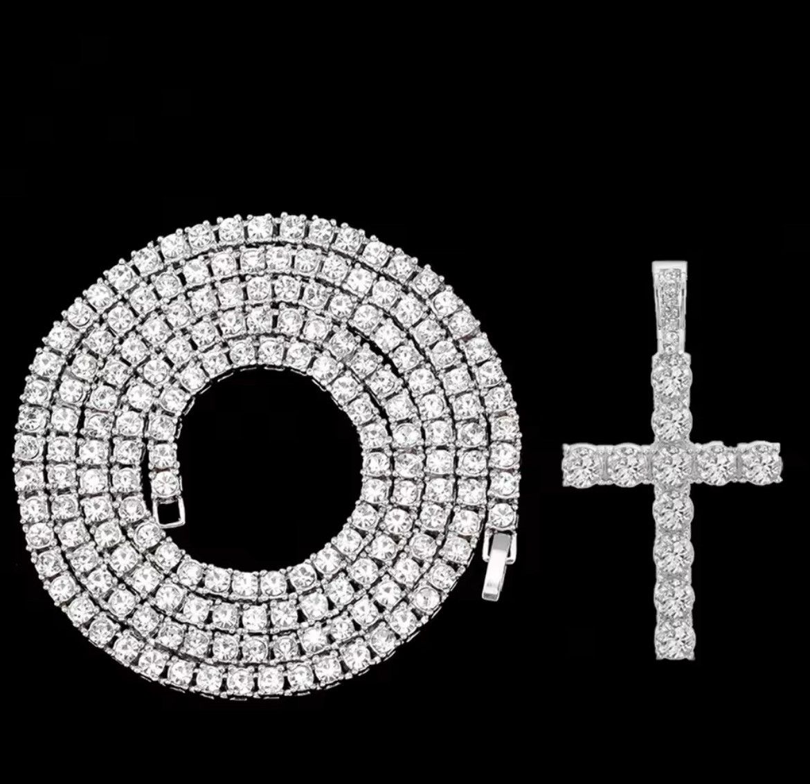 Other cross diamond necklace sliver jewelry Size 30 - 1 Thumbnail
