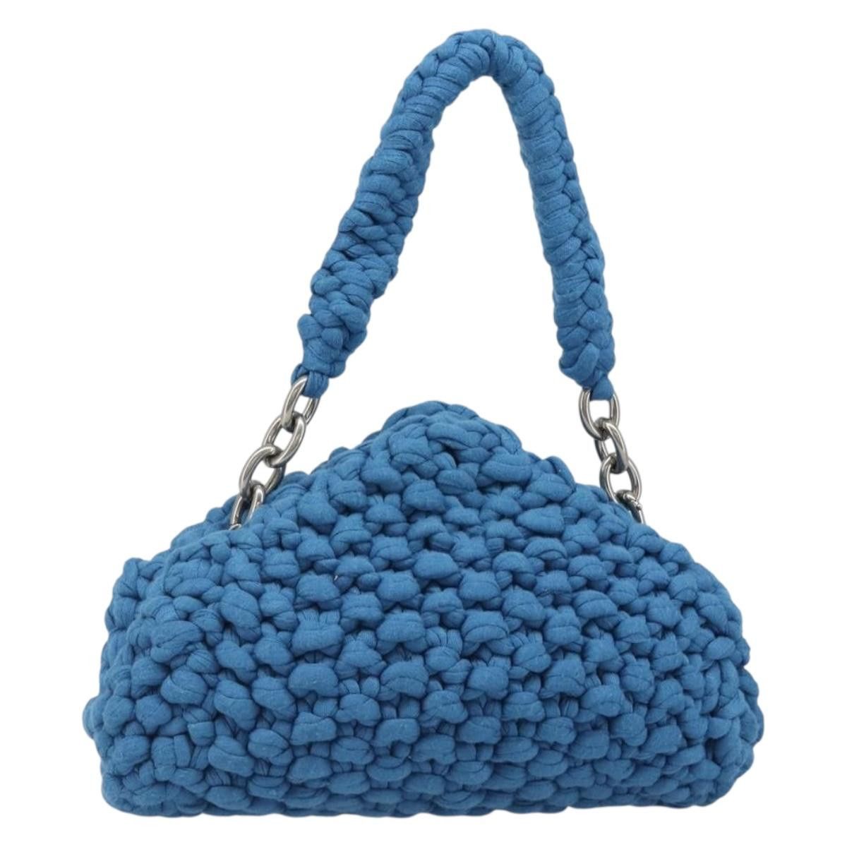 Bottega Veneta Top Handle Bag Hand Bag Cotton Jersey Blue, Women's