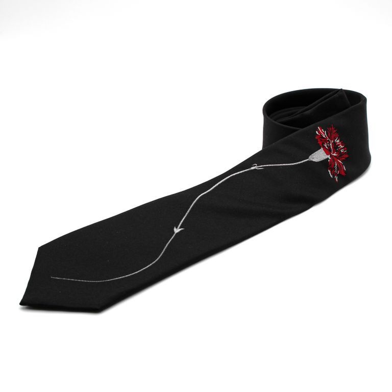 Yohji Yamamoto Yohji Yamamoto - Red Flora Embroidered Silk Ties Size ONE SIZE - 2 Thumbnail