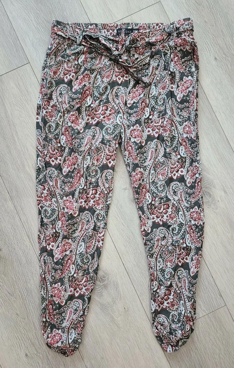 Designer One 5 One Pants Large Green Pink Paisley Boho Hippie jogger Size 36" / US 14 / IT 50 - 9 Thumbnail