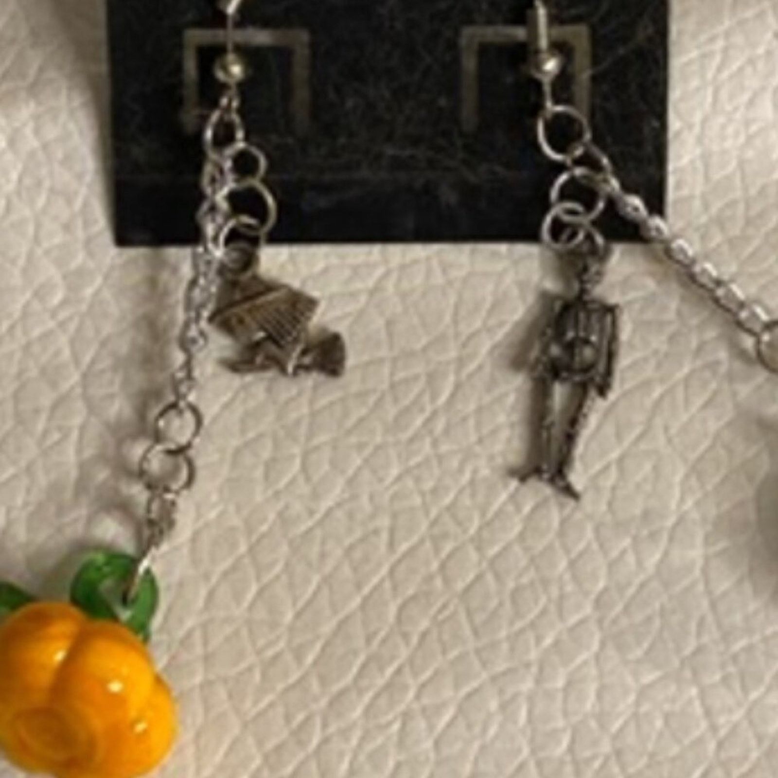 Handmade Handmade Upcycled Halloween Pumpkin Witch Skeleton Earrings Size ONE SIZE - 3 Thumbnail