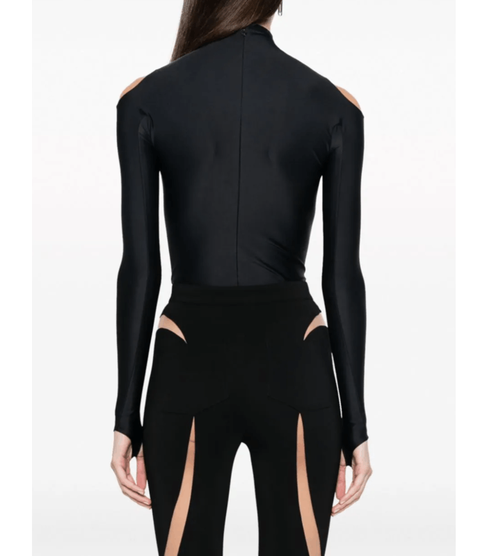 Mugler o1s22i1n1024 Long Sleeve Illusion Bodysuit in Black Size M / US 6-8 / IT 42-44 - 4 Thumbnail