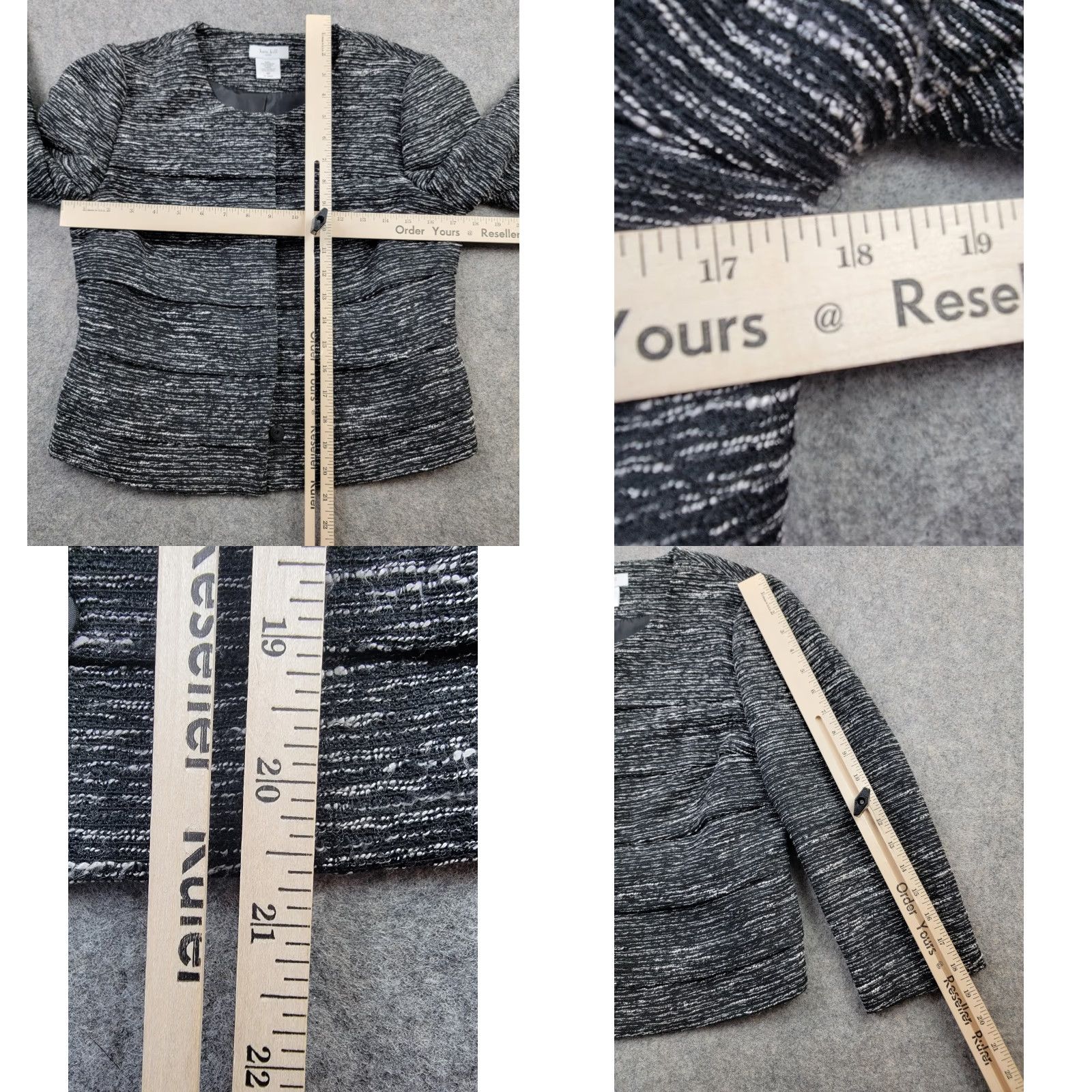 Vintage Kate Hill Blazer Womens 4P Black White Pleated Lined Office Workwear Size S / US 4 / IT 40 - 8 Thumbnail