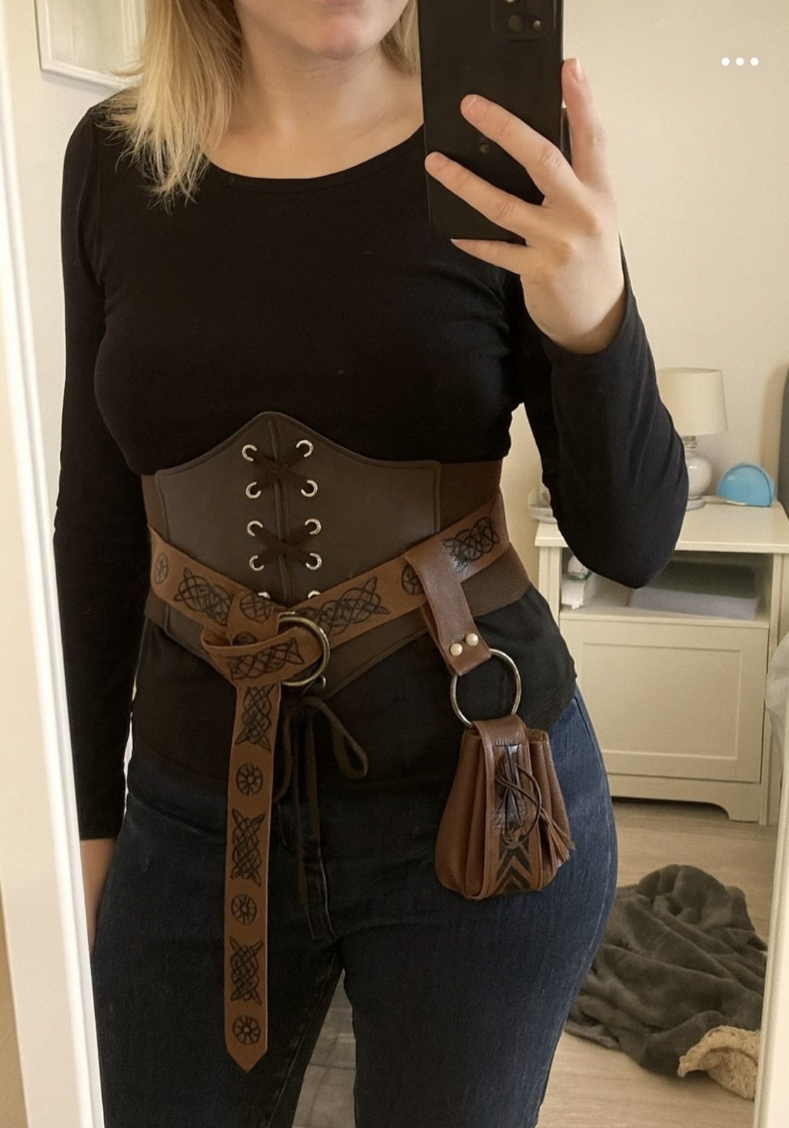 Other Medieval Corset Belt Set Dark Brown LARP Cosplay Size ONE SIZE - 1 Thumbnail