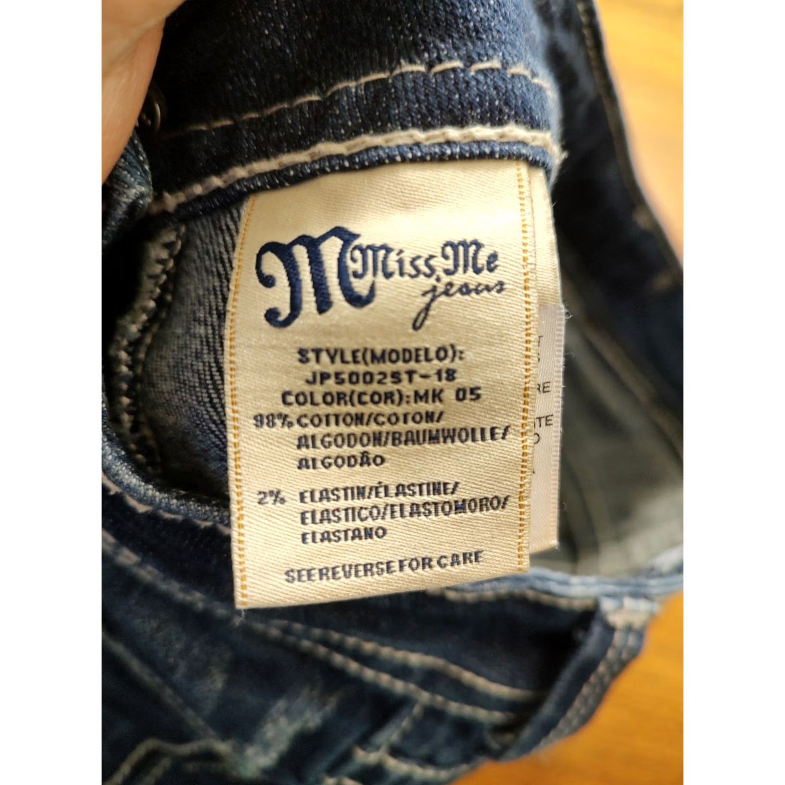 Miss Me Miss Me Jeans Size 27 Straight Denim 5-Pocket Embellished Rhinestone Low Rise Biker Flap Pocket Blue Womens Size 27" / US 4 / IT 40 - 5 Thumbnail