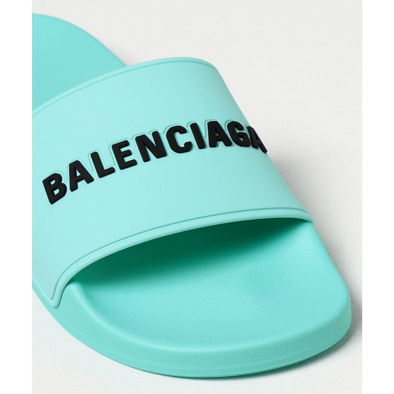 Balenciaga Balenciaga Mint Black Bicolor Rubber Logo Slide On Pool Size US 7 / IT 37 - 6 Thumbnail