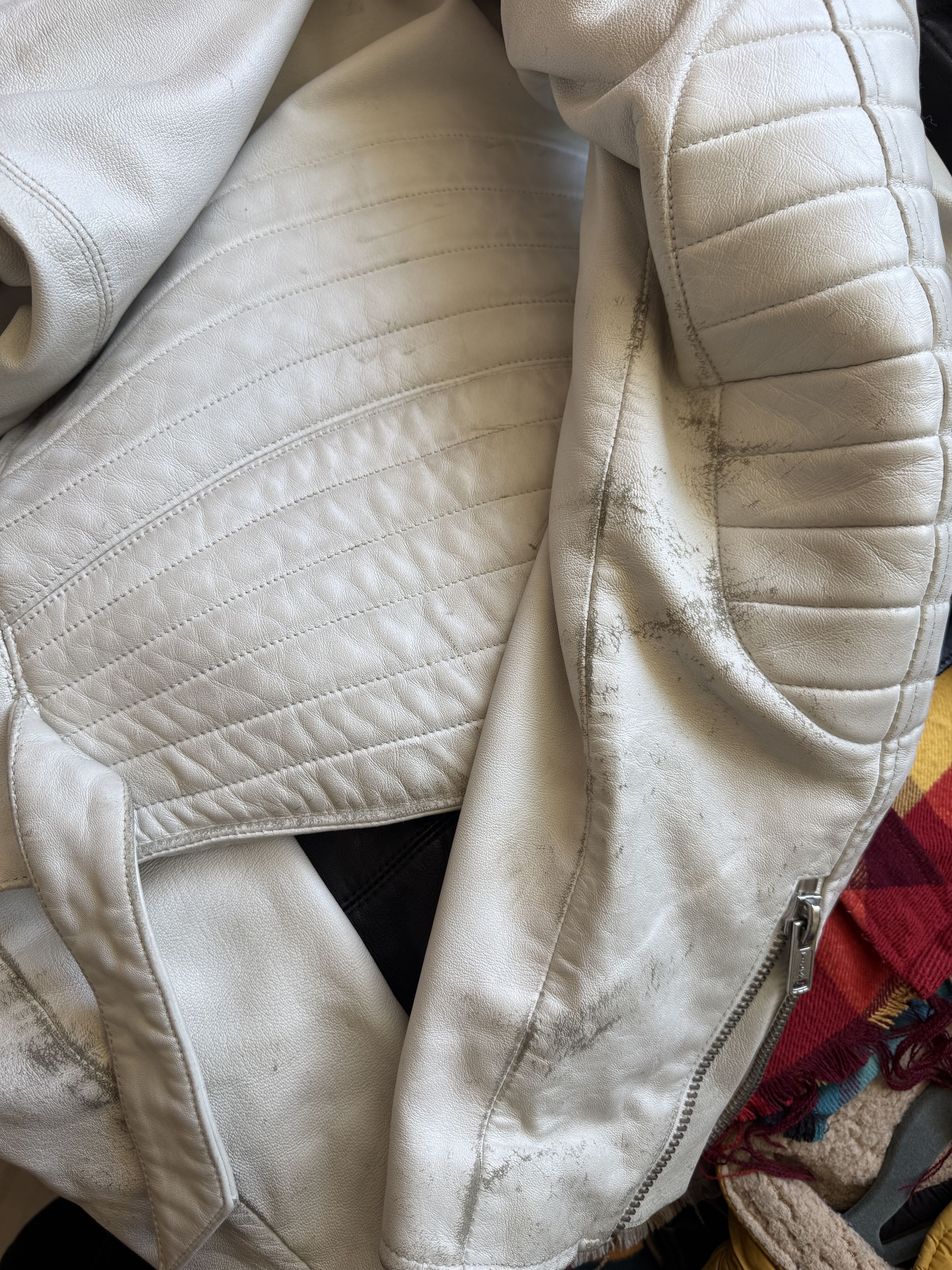 Blk Dnm BLK DNM Leather Jacket 5 Cream Vintage Lindeberg Era Moto Size US M / EU 48-50 / 2 - 11 Thumbnail