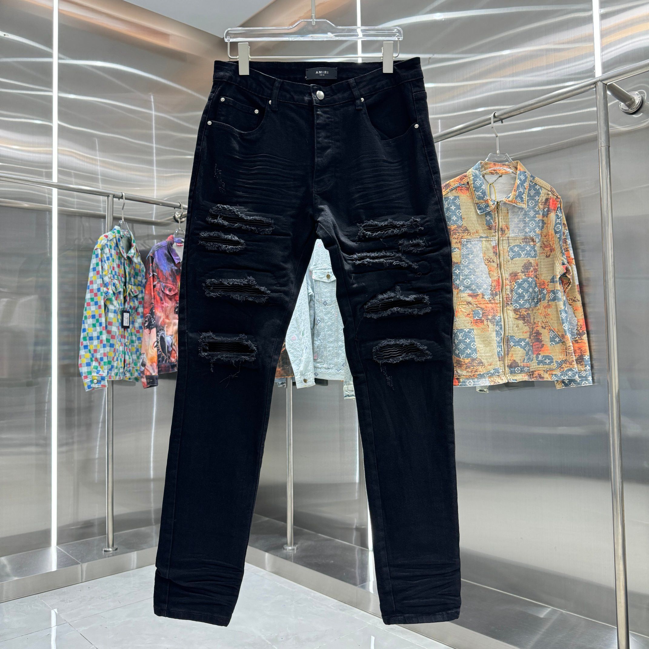 Other Broken hole street trend slim fit small leg elastic jeans Size US 34 / EU 50 - 4 Thumbnail