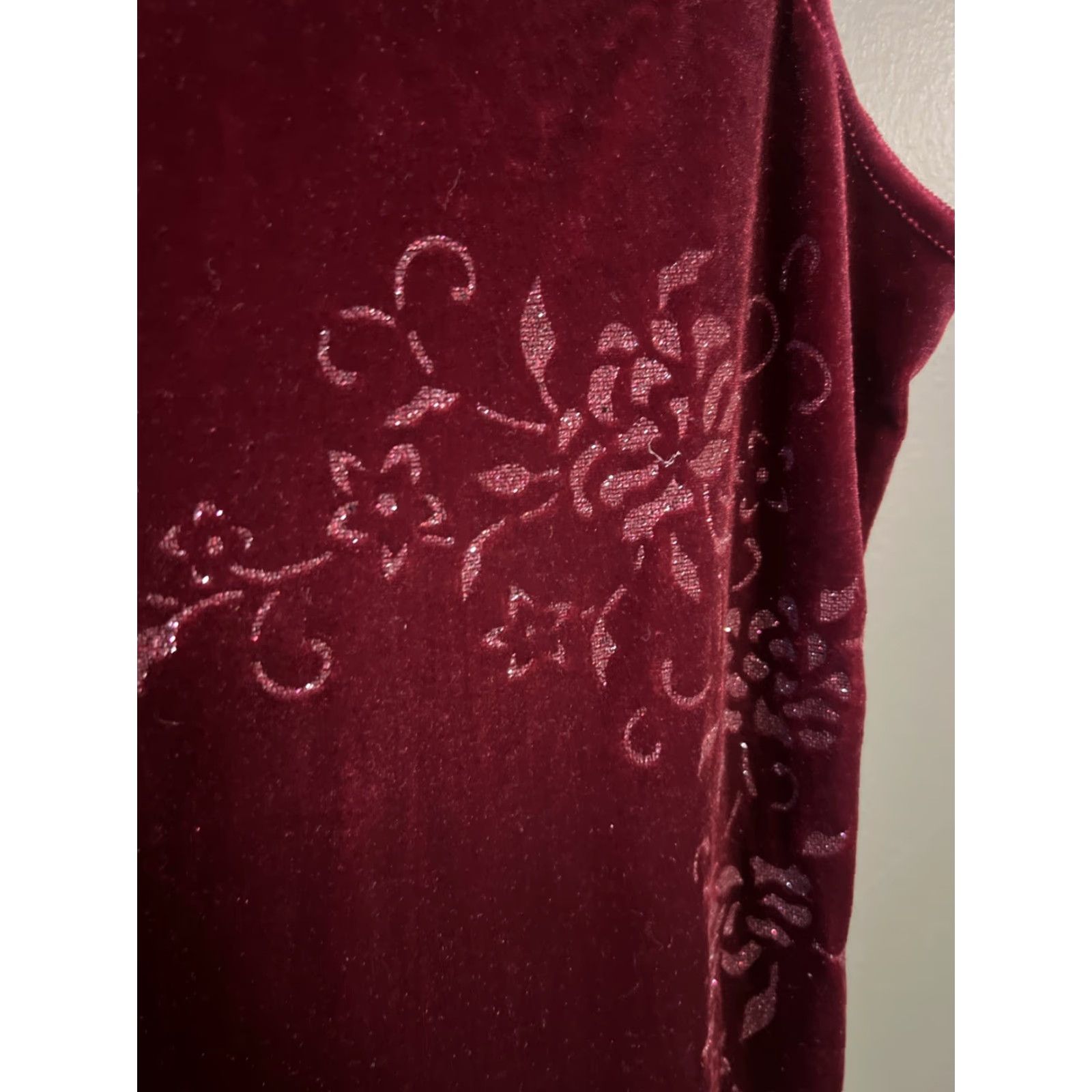 Velour VINTAGE Euro Mode Red Velour Dress Maxi 12 1980s Cotton Sportswear/Beach Womens/Girls? Size XL / US 12-14 / IT 48-50 - 2 Thumbnail