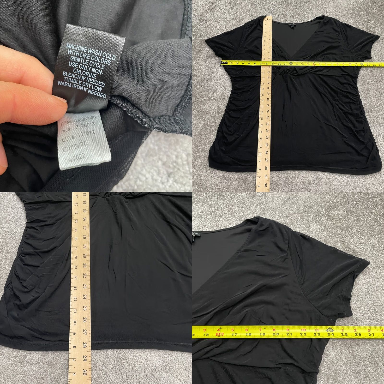 Torrid Torrid Blouse Shirt Womens 3 Black V-Neck Short Sleeve Knit Nylon Spandex Casual Loose Threads Size XS / US 0-2 / IT 36-38 - 8 Thumbnail