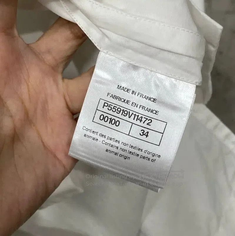 Chanel Chanel White Long-Sleeve Cotton Shirt . Size XXS / US 00 / IT 34 - 7 Thumbnail