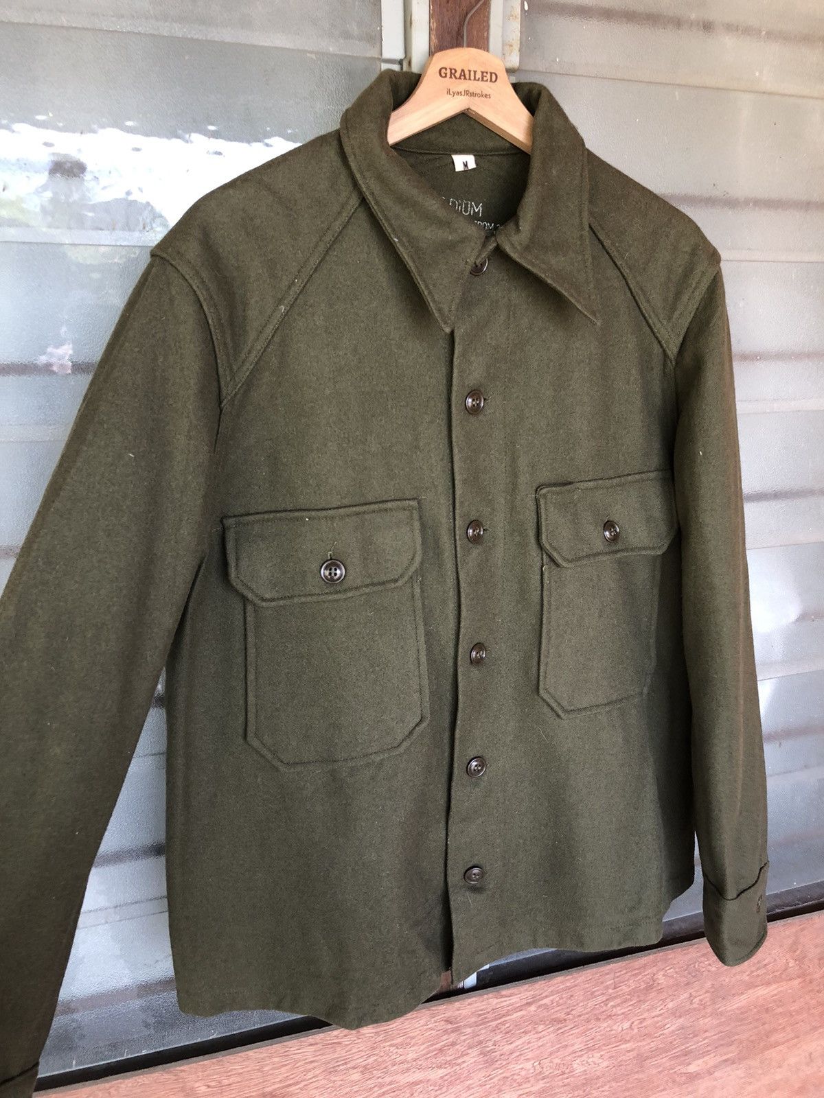 Vintage Vintage Army Green Wool Jacket Size US M / EU 48-50 / 2 - 3 Thumbnail