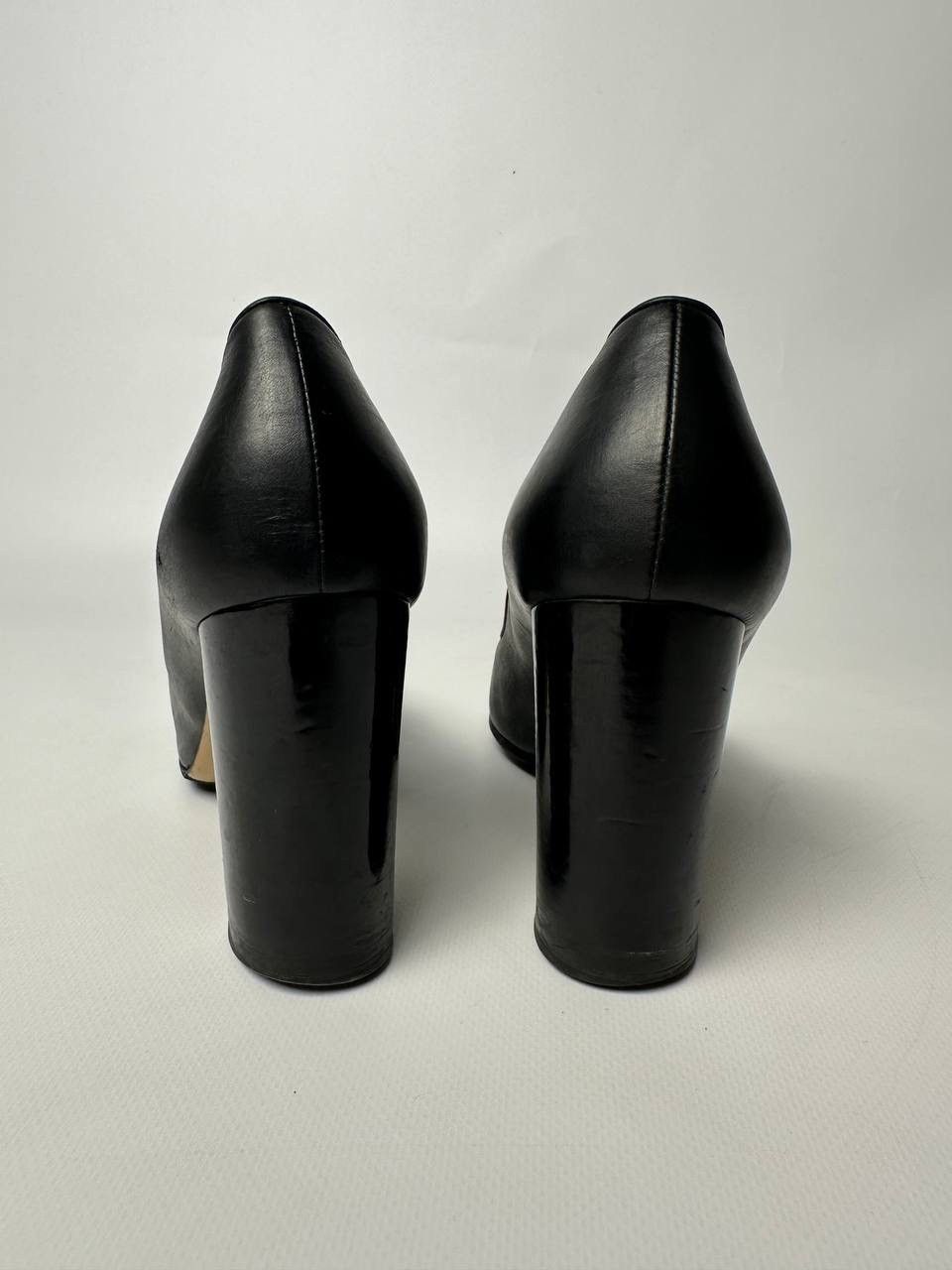 Salvatore Ferragamo Salvatore Ferragamo Black Leather Block Heel Pumps Size US 7 / IT 37 - 6 Thumbnail