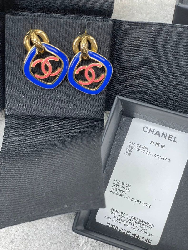 Chanel Chanel Blue Pink Double C Earrings Size ONE SIZE - 2 Thumbnail
