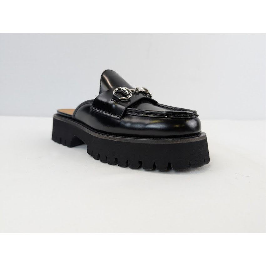 Gucci o1rshd1 Cordovan Lux Horsebit Platform Mule Sandals in Nero Size US 6 / IT 36 - 2 Thumbnail