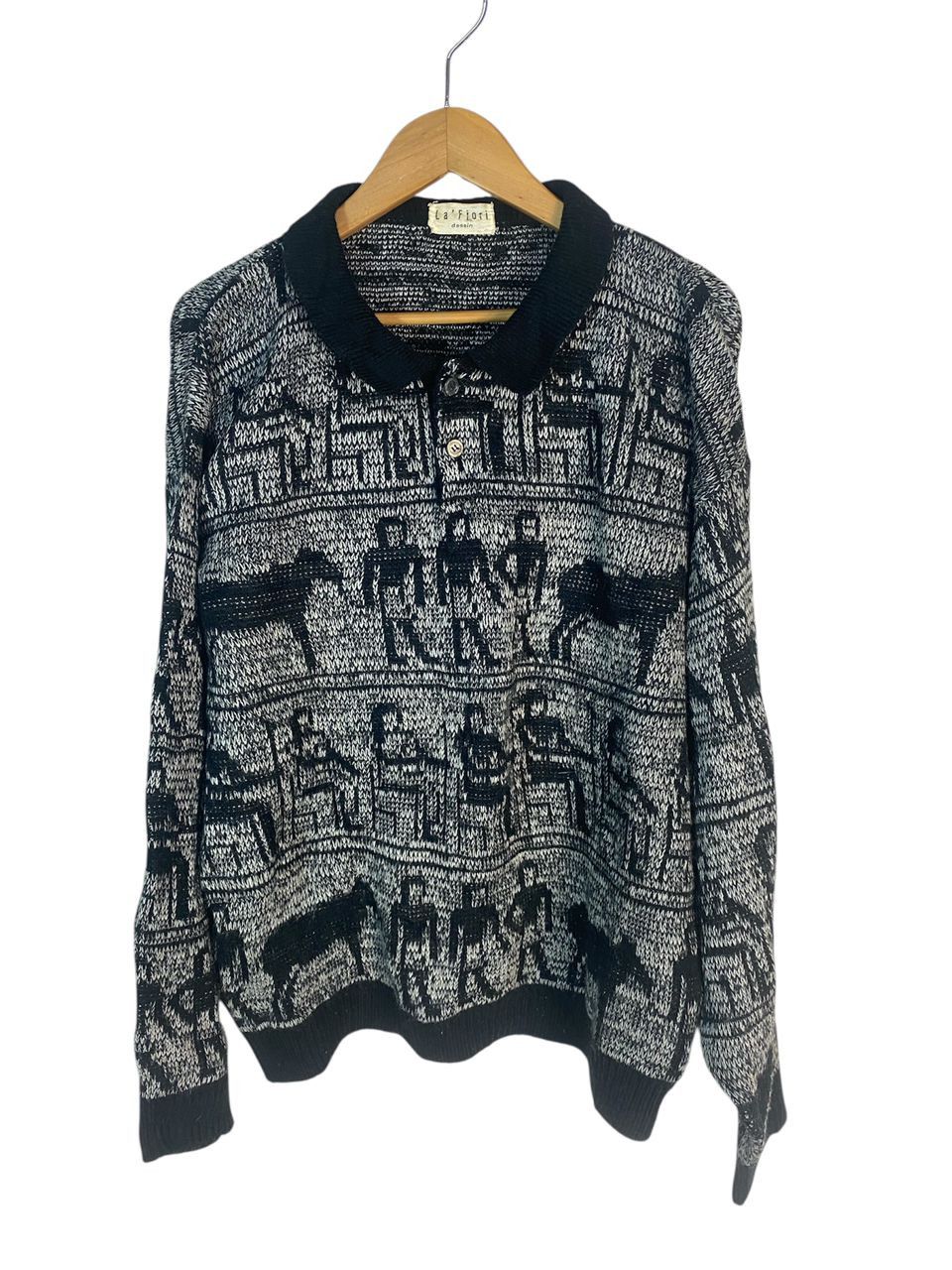 Designer × Japanese Brand × Vintage Unisex 🔥La’fiori dessin fullprint knitwear sweatshirt Size US L / EU 52-54 / 3 - 1 Thumbnail