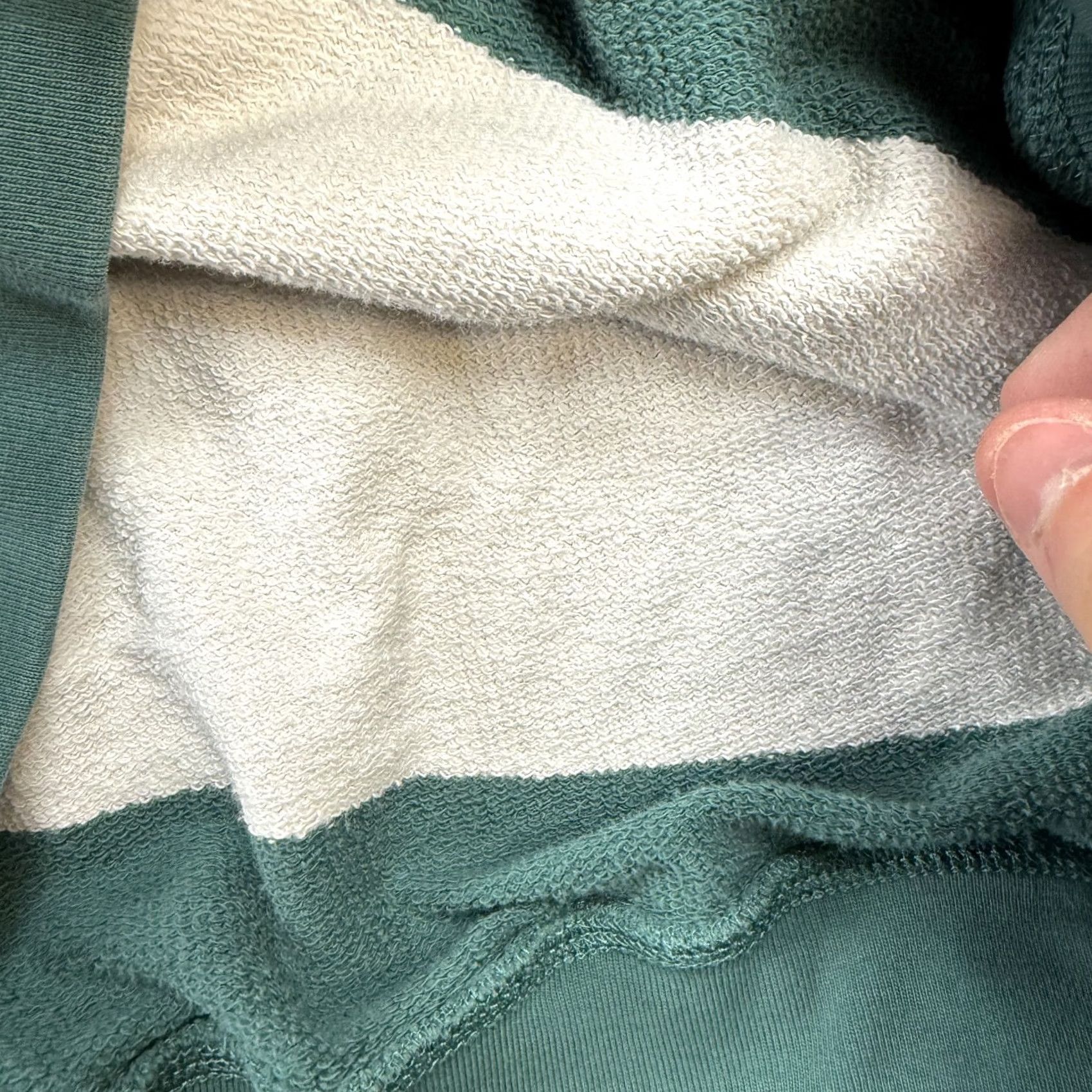 J.Crew J.CREW Hoodie Mens Large Green Striped Lightweight Sunfaded Henley French Terry Size US L / EU 52-54 / 3 - 6 Thumbnail