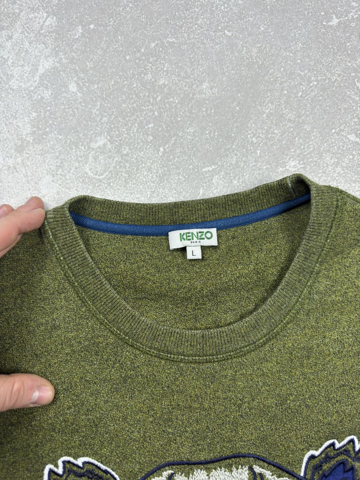 Kenzo Vintage Kenzo Tiger Big Logo Sweatshirt Green Khaki Jumper Size US L / EU 52-54 / 3 - 7 Thumbnail