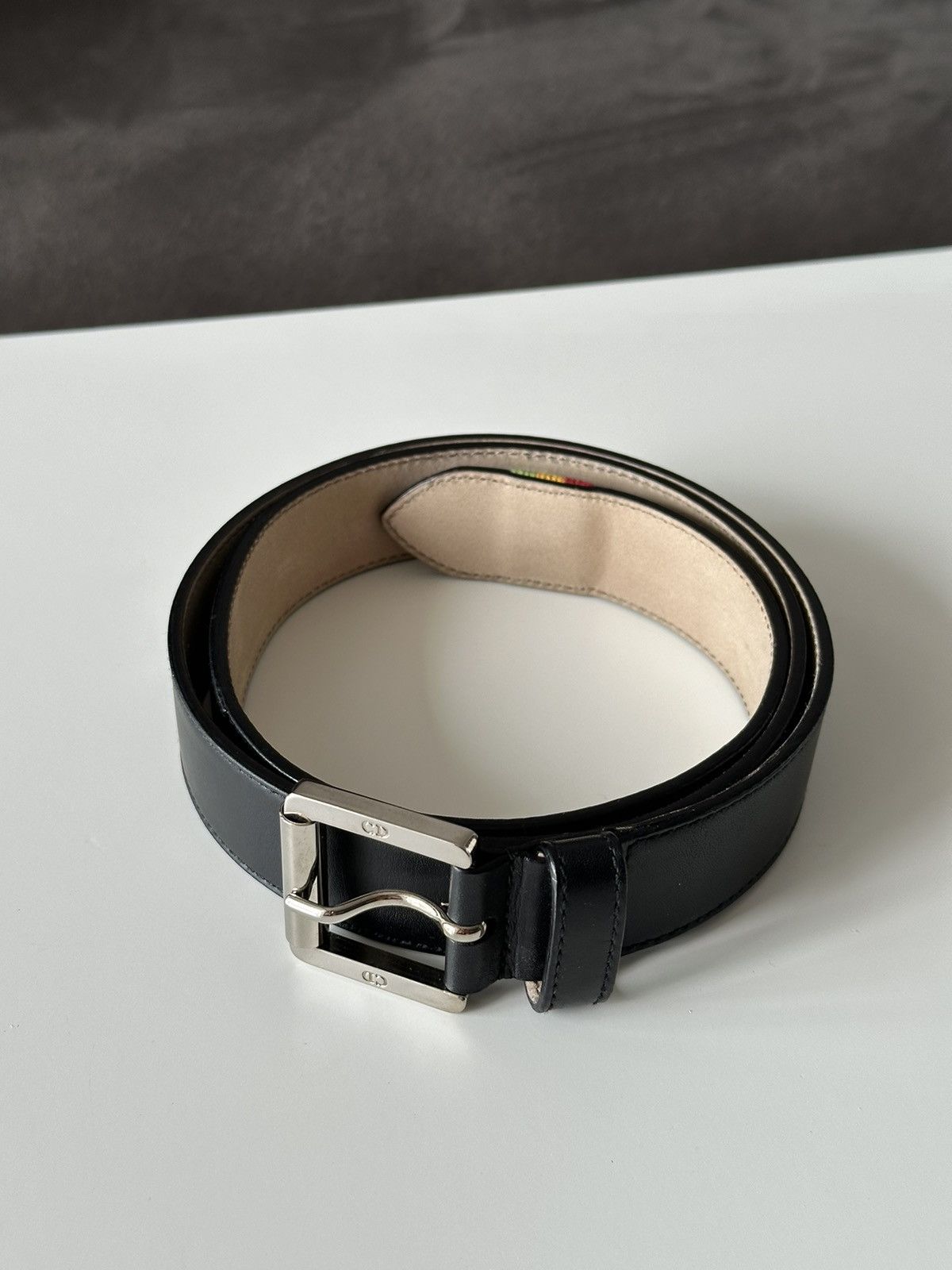 Christian Dior Monsieur DIOR Rasta Black Logo Leather Belt Vintage 2000’ Size: 28-30 Size ONE SIZE - 15 Thumbnail