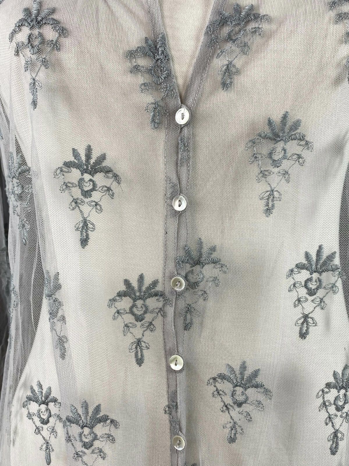 Designer Simclan Floral Button Down Mesh A-Line Tunic Dress Size 42 Size M / US 6-8 / IT 42-44 - 3 Thumbnail