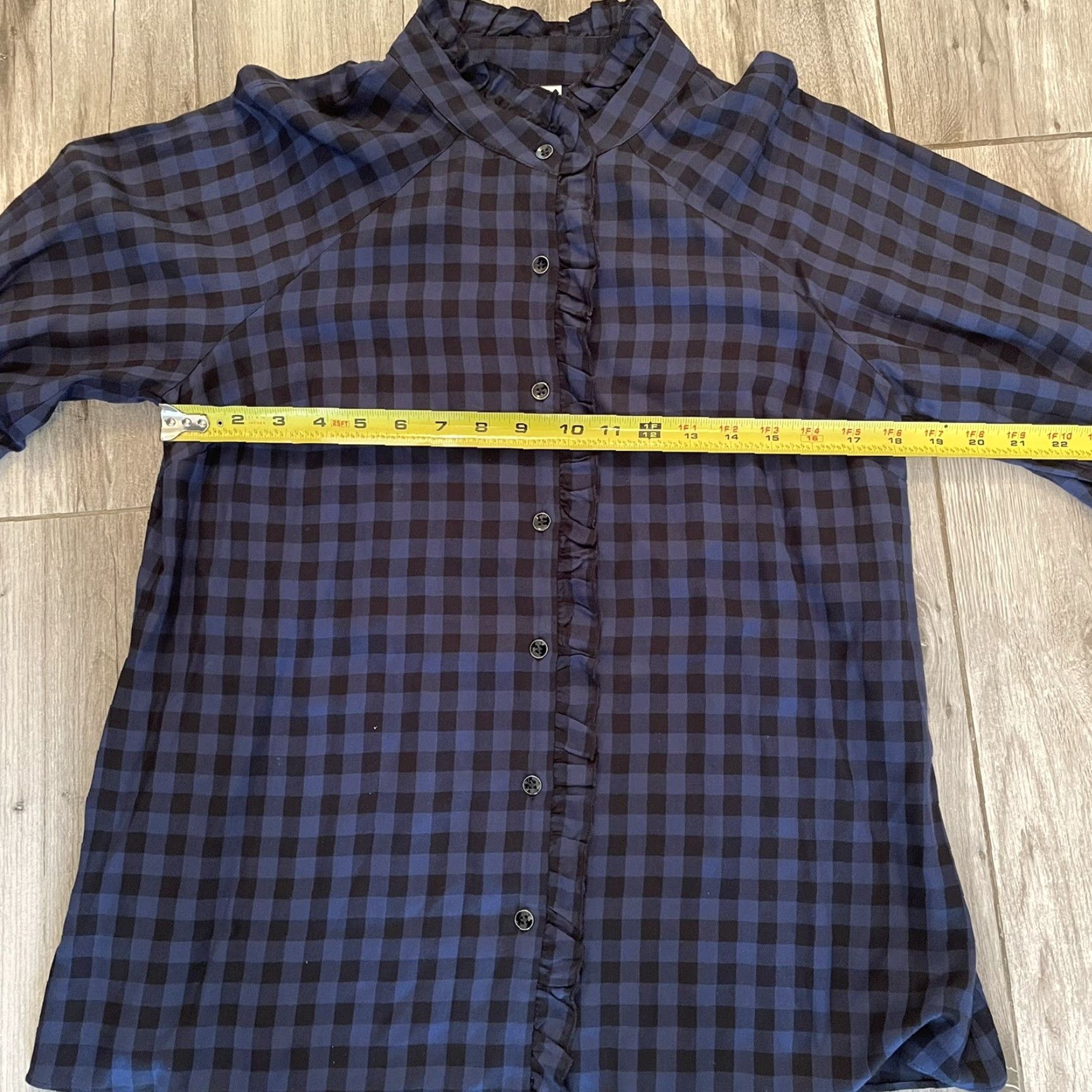 Vintage Cabi Aberdeen Blue Black Plaid Buffalo Check Ruffle Blouse Top S Shirt Womens Small Size S / US 4 / IT 40 - 6 Thumbnail