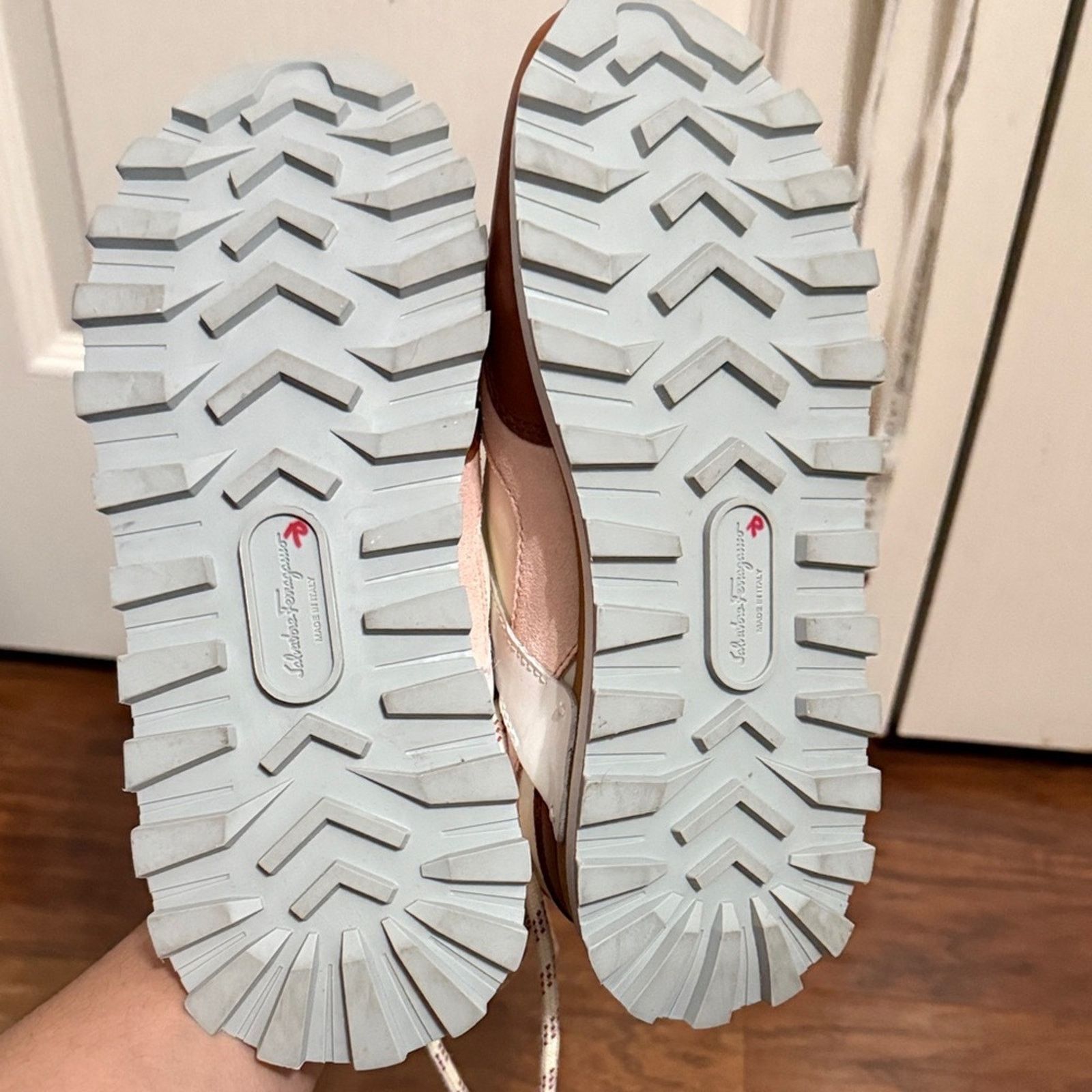 Salvatore Ferragamo Salvatore Ferragamo Indy Bianco Leather Suede Chunky Sneaker Size US 6 / IT 36 - 7 Thumbnail