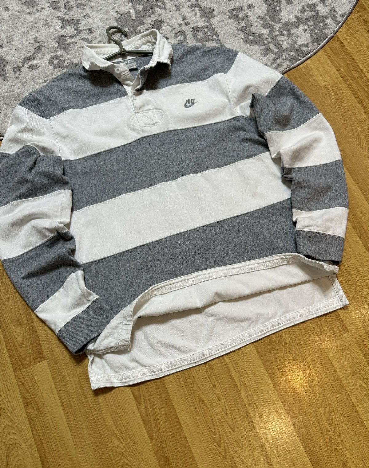 Nike × Vintage Vintage Nike Striped Rugby Shirt Jersey Logo y2k Longsleeve Size US L / EU 52-54 / 3 - 9 Thumbnail