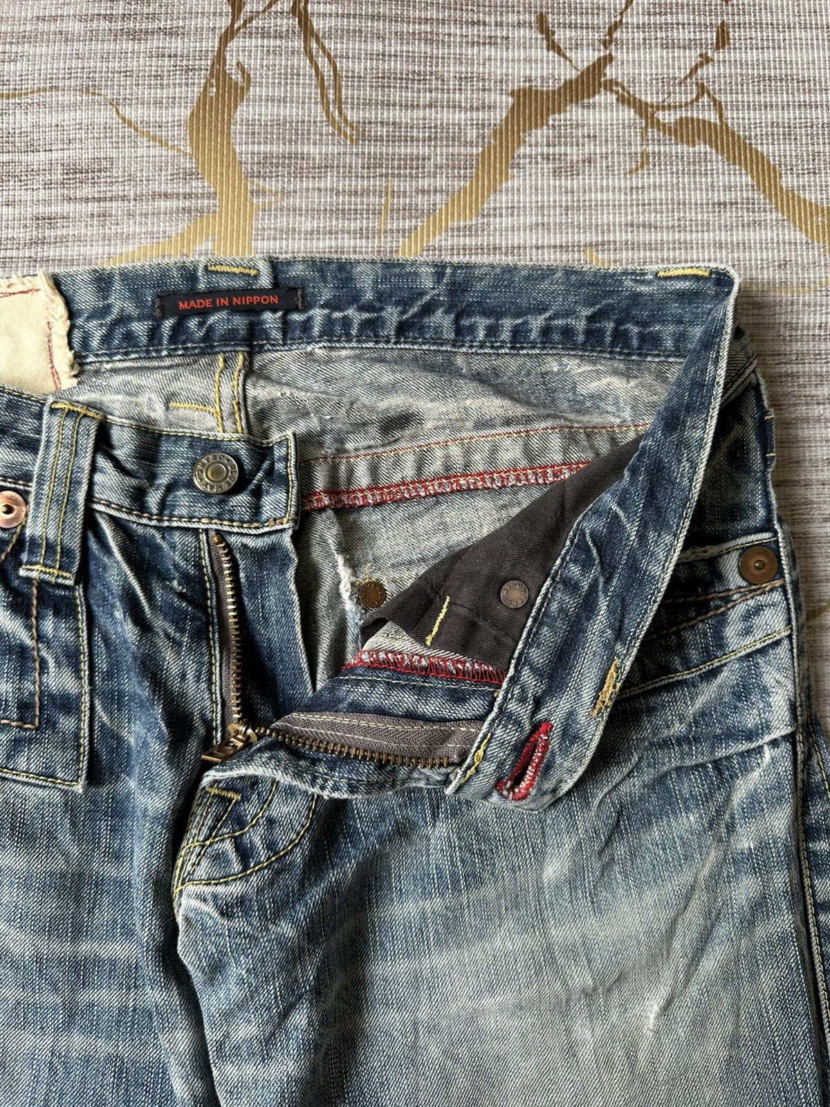 Japanese Brand FLARE Blue Way Japan Claw Marks Distressed Design Denim Size US 30 / EU 46 - 14 Thumbnail