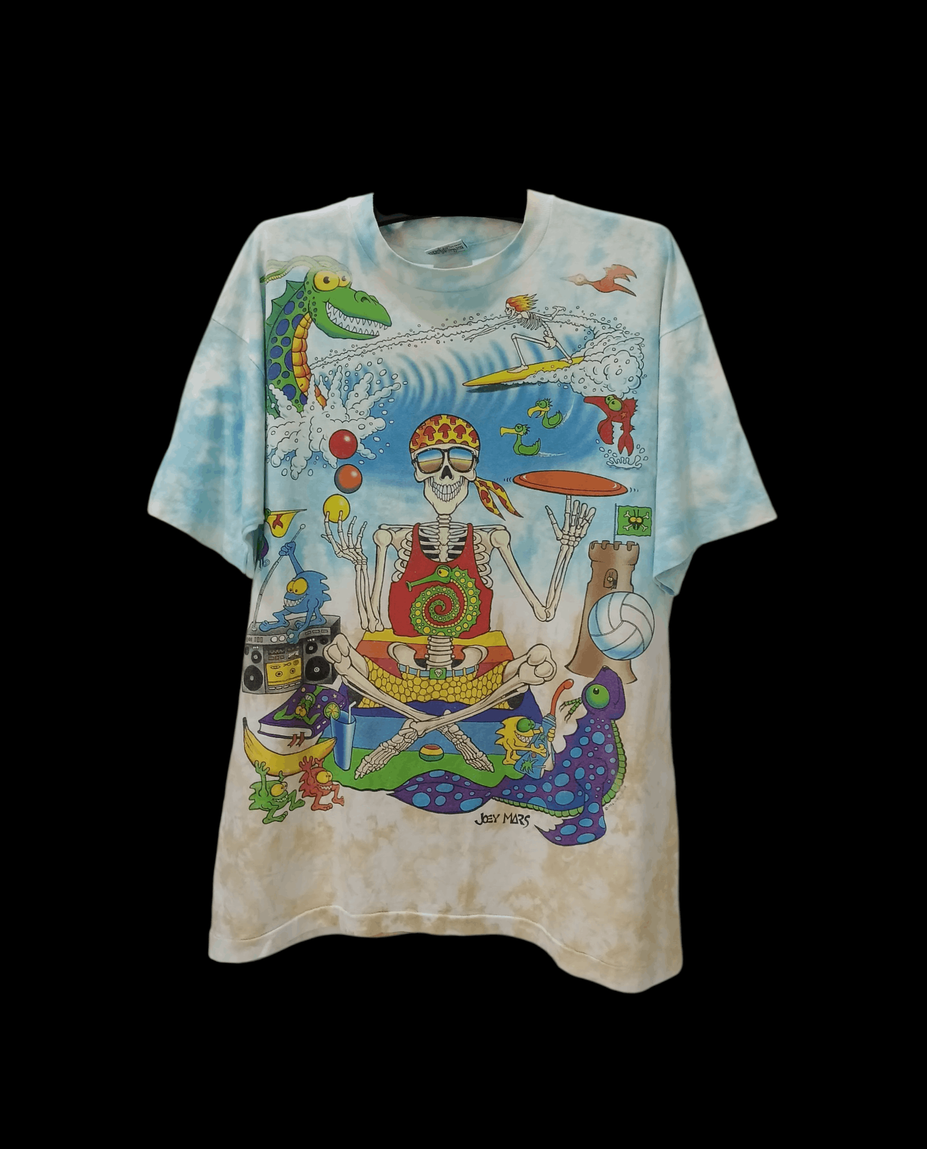 Arts & Science Vintage 90s Liquid Blue Joey Mars Psychedelic Skeleton Surf Size US XL / EU 56 / 4 - 1 Thumbnail