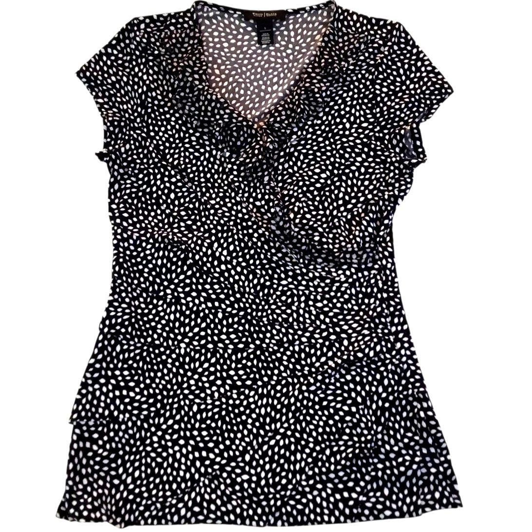 White House Black Market White House Black Market Black White Ruffled Wrap Tunic S Size S / US 4 / IT 40 - 6 Thumbnail