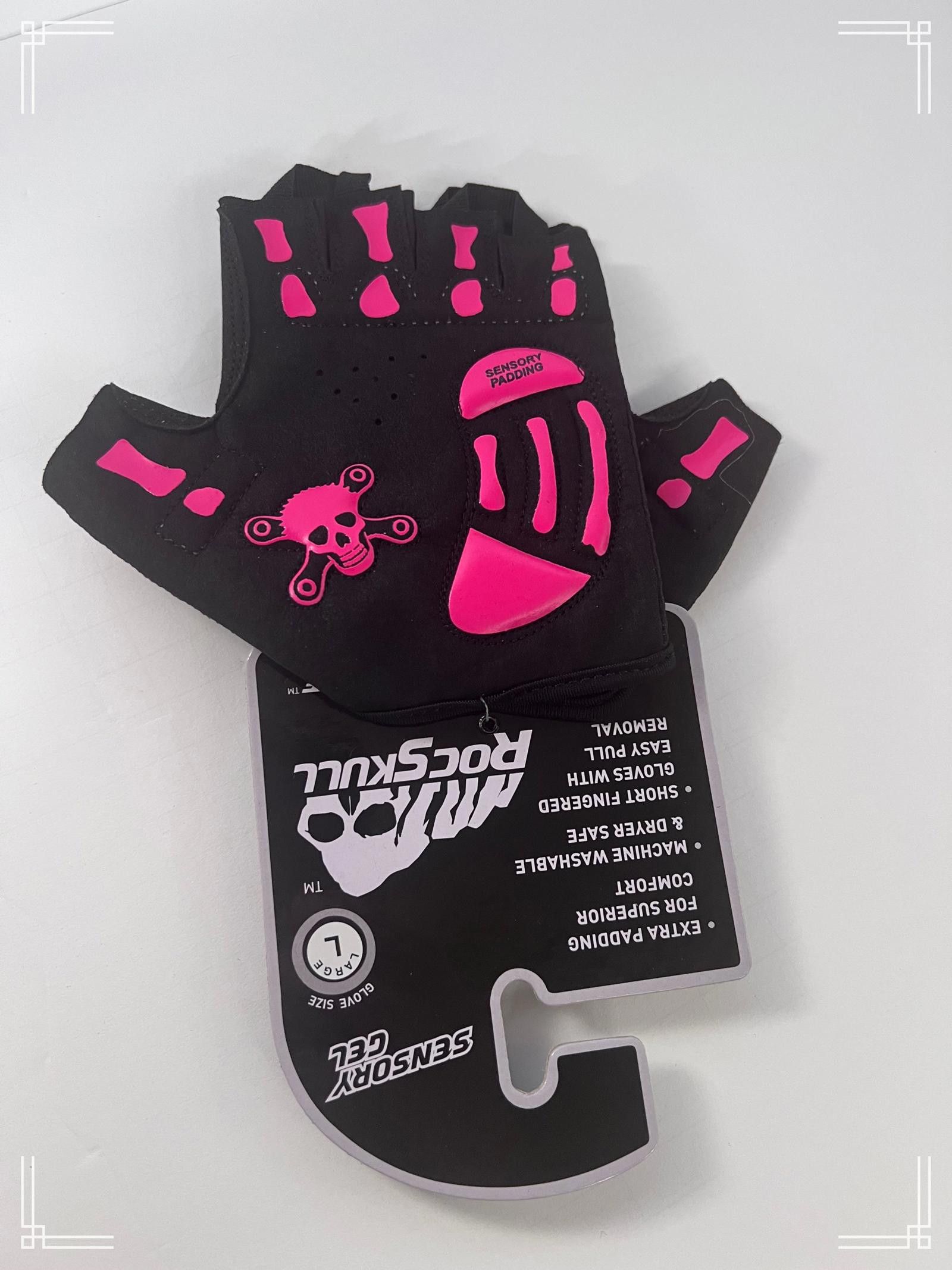 Designer RocSkull Sensory Gel Gloves – Large Size (Pink & Black) Size ONE SIZE - 1 Thumbnail