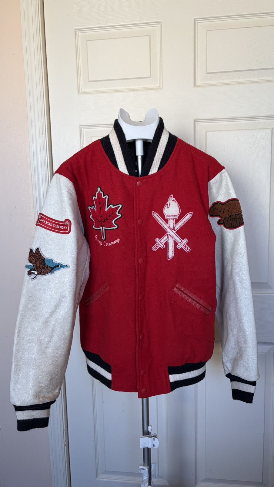 Opening Ceremony Opening Ceremony Varsity Jacket Red Leather Canada Size US L / EU 52-54 / 3 - 4 Thumbnail