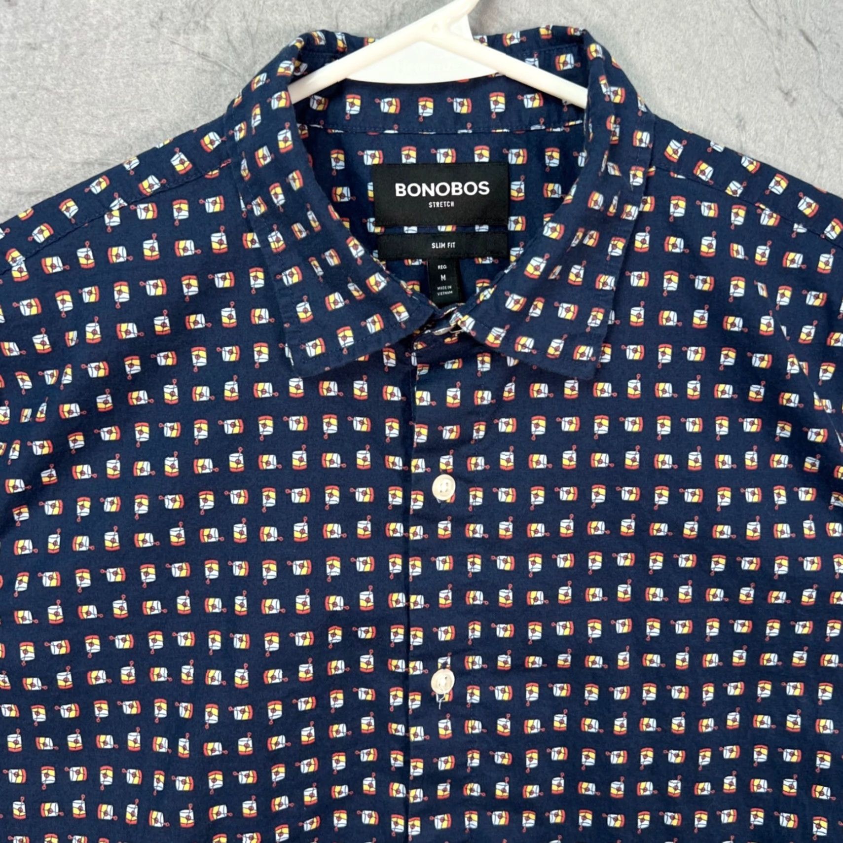 Bonobos Bonobos Mens Size Medium Slim Fit Stretch Blue Button-Up Shirt Short Sleeve Size US M / EU 48-50 / 2 - 5 Thumbnail