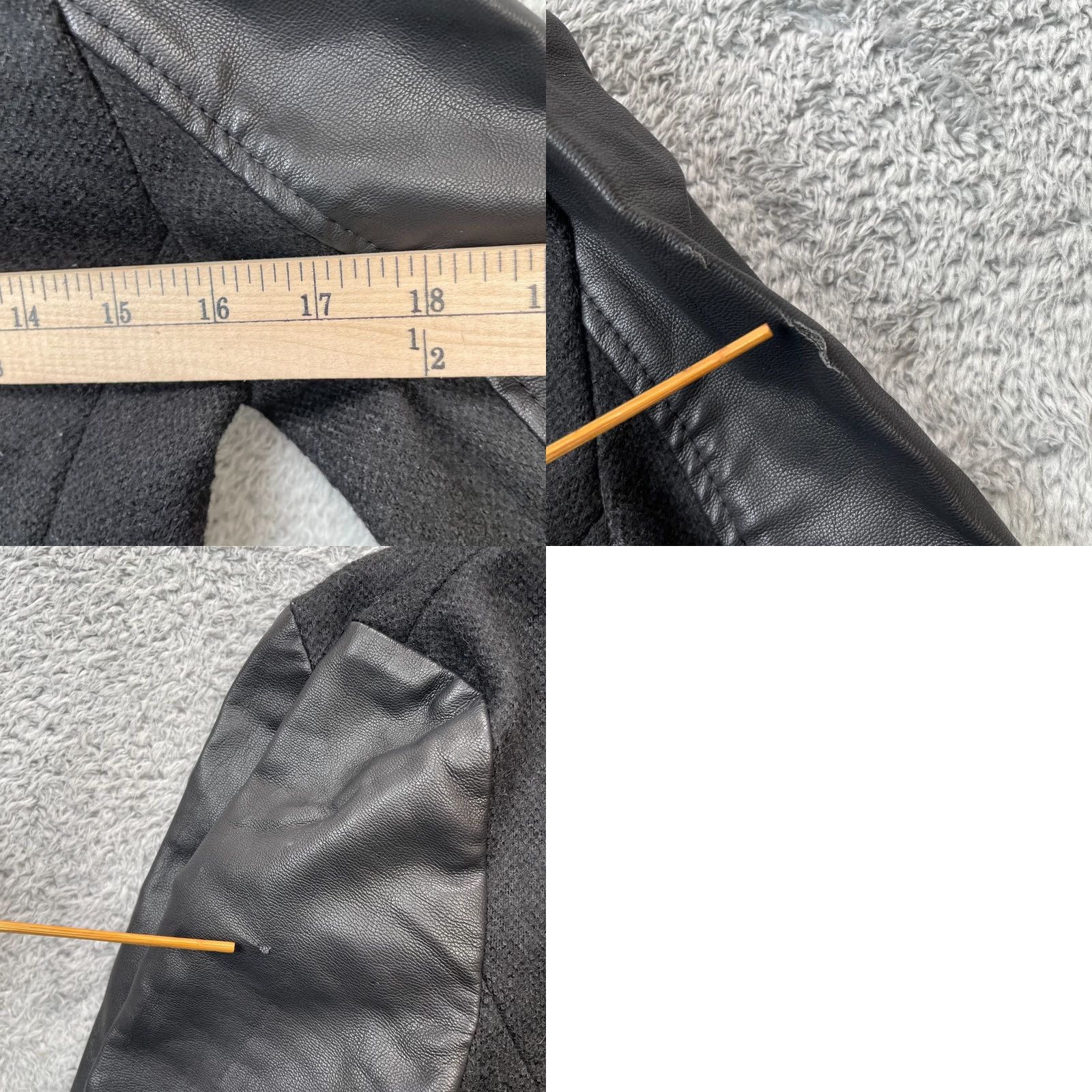 Banana Republic Banana Republic Womens Black Biker Jacket Faux Leather Wool Blend Zip Coat 0 Size XS / US 0-2 / IT 36-38 - 8 Thumbnail