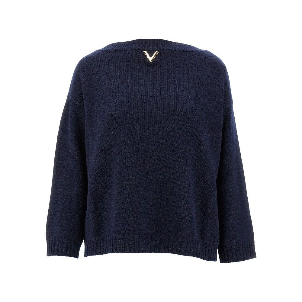Valentino o1s22i1n0924 Oversized Cashmere Sweater in Blue Size S / US 4 / IT 40 - 1 Thumbnail